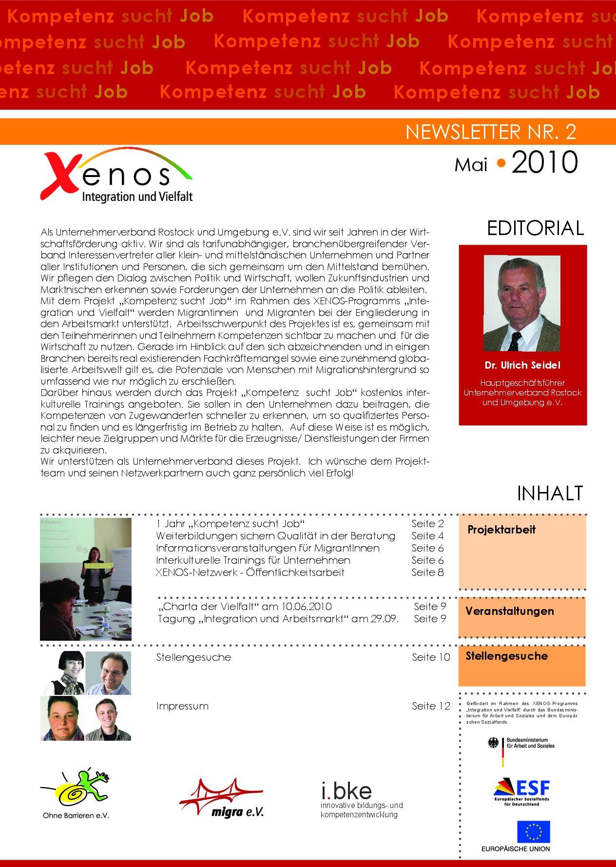 Cover von Kompetenz sucht Job. Newsletter Nr. 2 Mai 2010