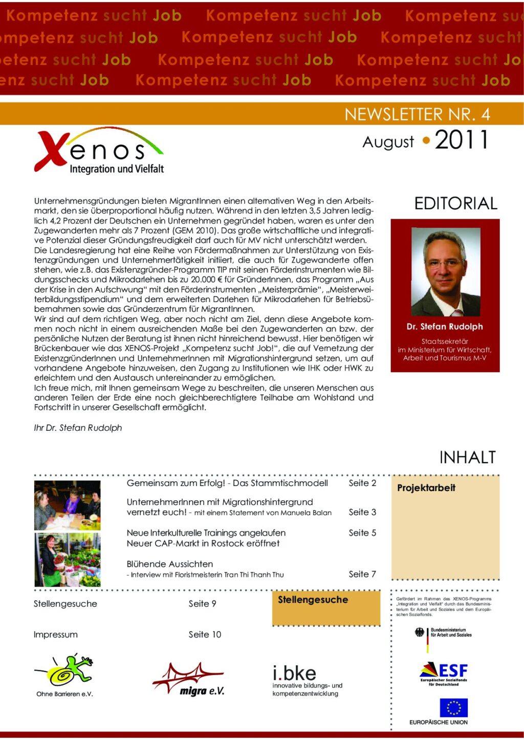 Cover von Kompetenz sucht Job. Newsletter Nr. 4 August 2011
