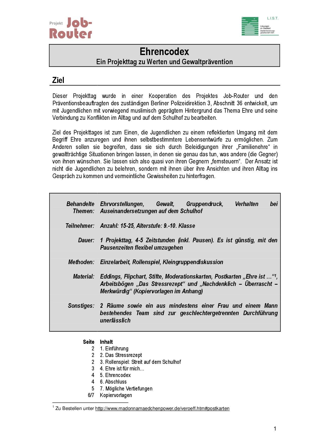 Cover von Ehrenkodex, Ein Projekttag zu Werten und Gewaltprävention