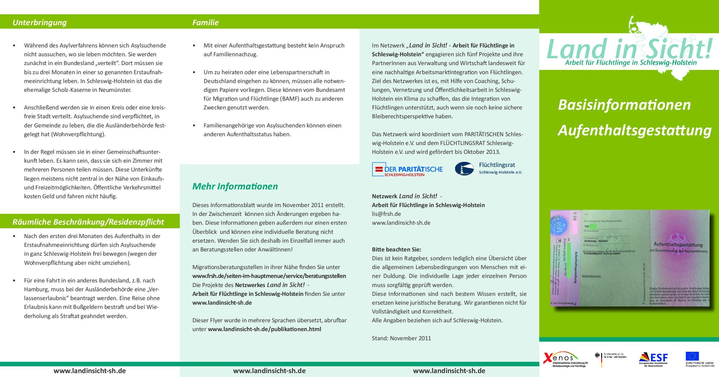 Cover von Basisinformationen Aufenthaltsgestattung