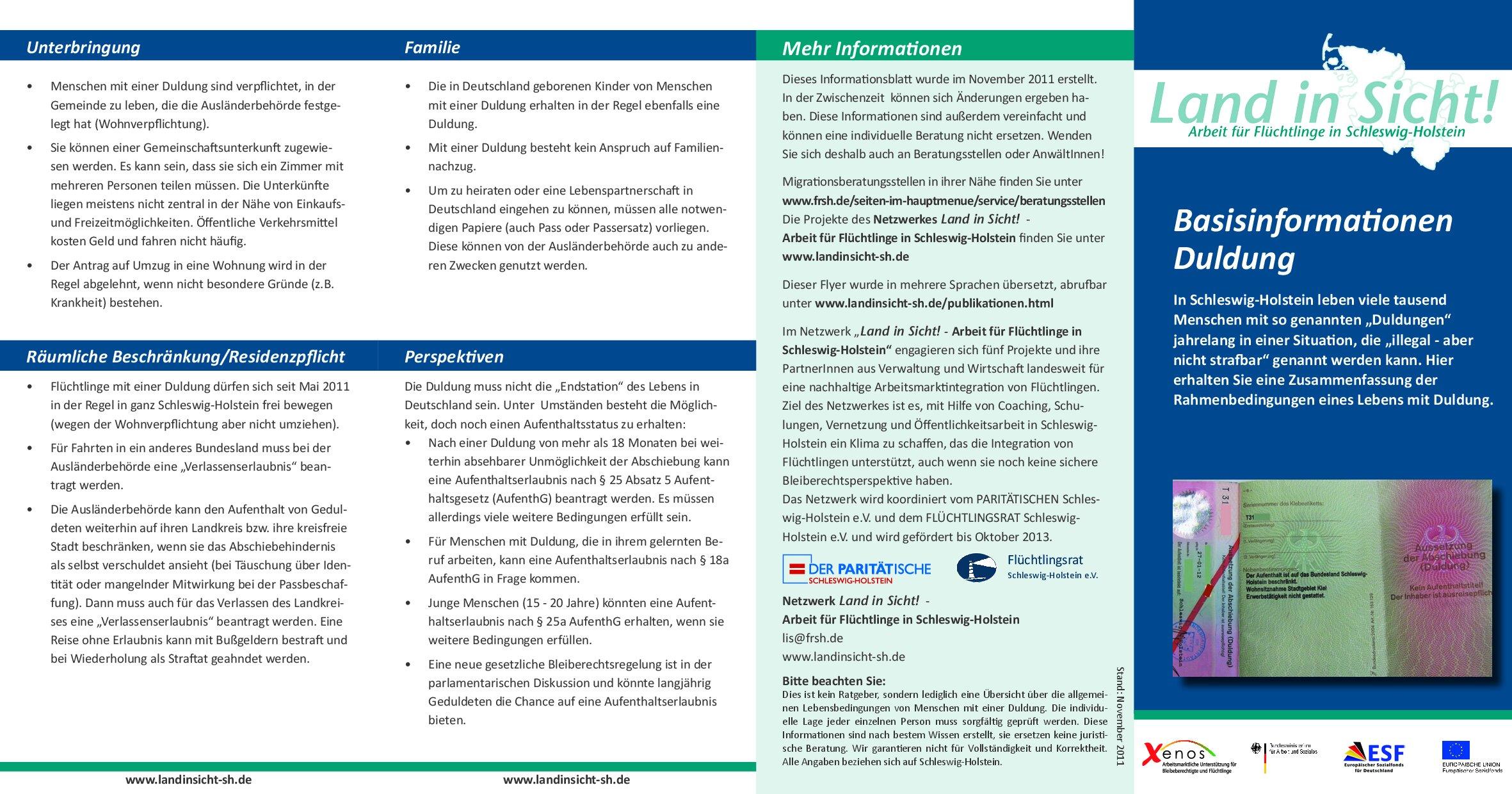 Cover von Basisinformationen Duldung