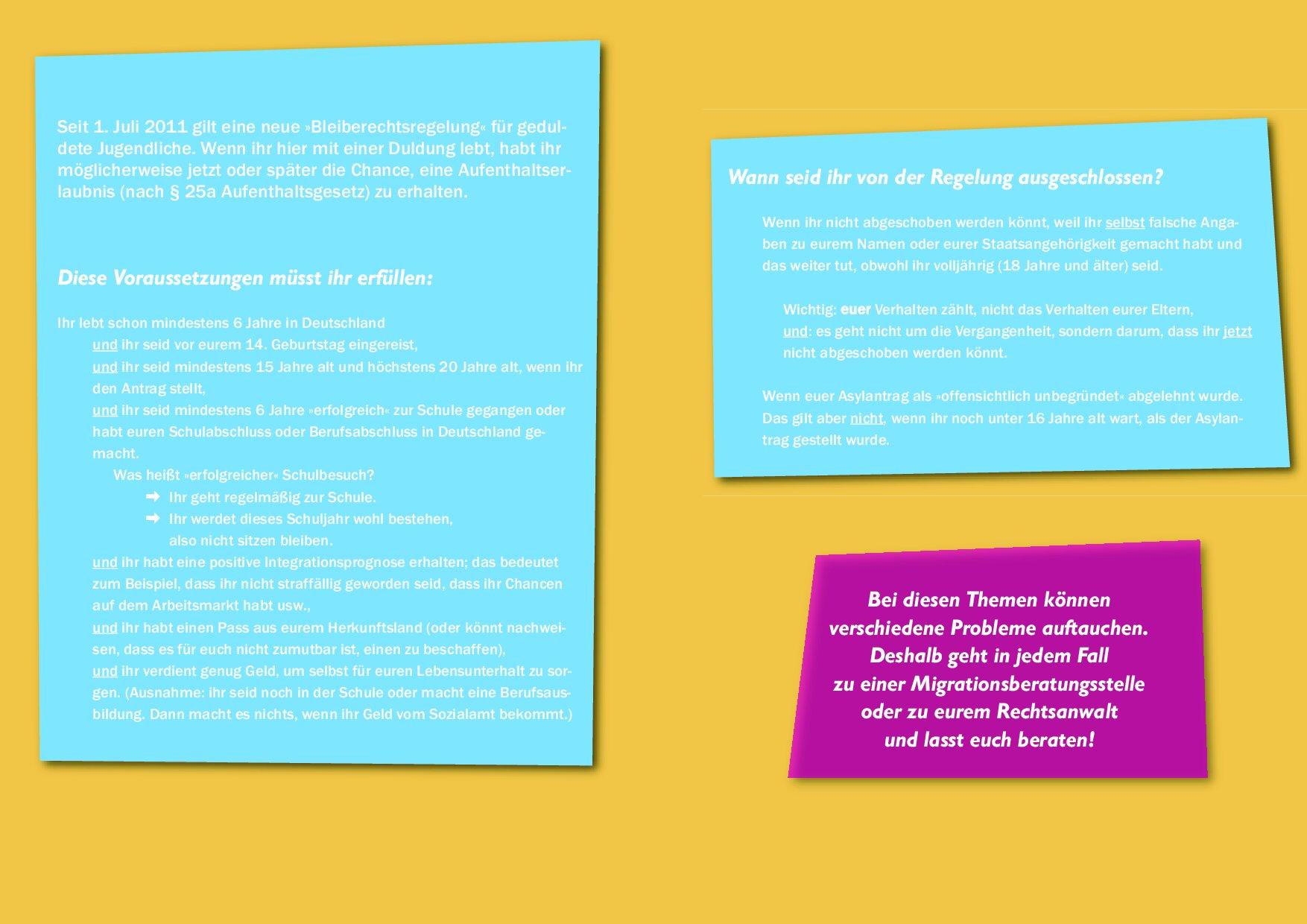 Cover von Bleiberecht für "gut integrierte" Jugendliche: Was bedeutet das für euch? Informationen für junge Menschen mit Duldung