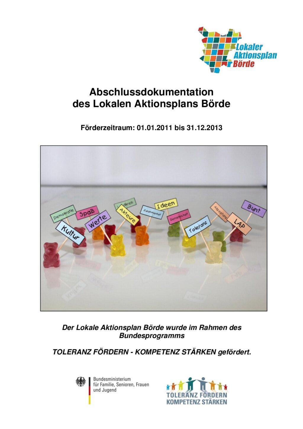 Cover von Abschlussdokumentation des Lokalen Aktionsplans Börde Föderzeitraum 01.01.2011 bis 31.12.2013