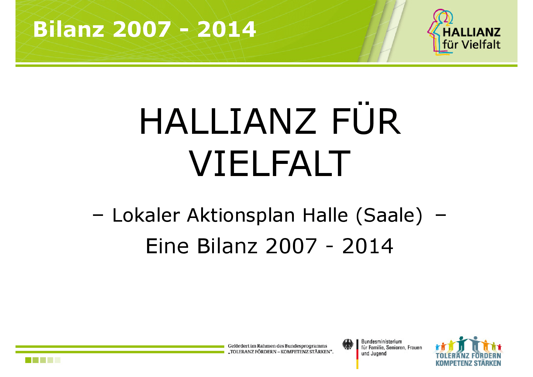 Cover von Hallianz für Vielfalt. Bilanz 2007 – 2014