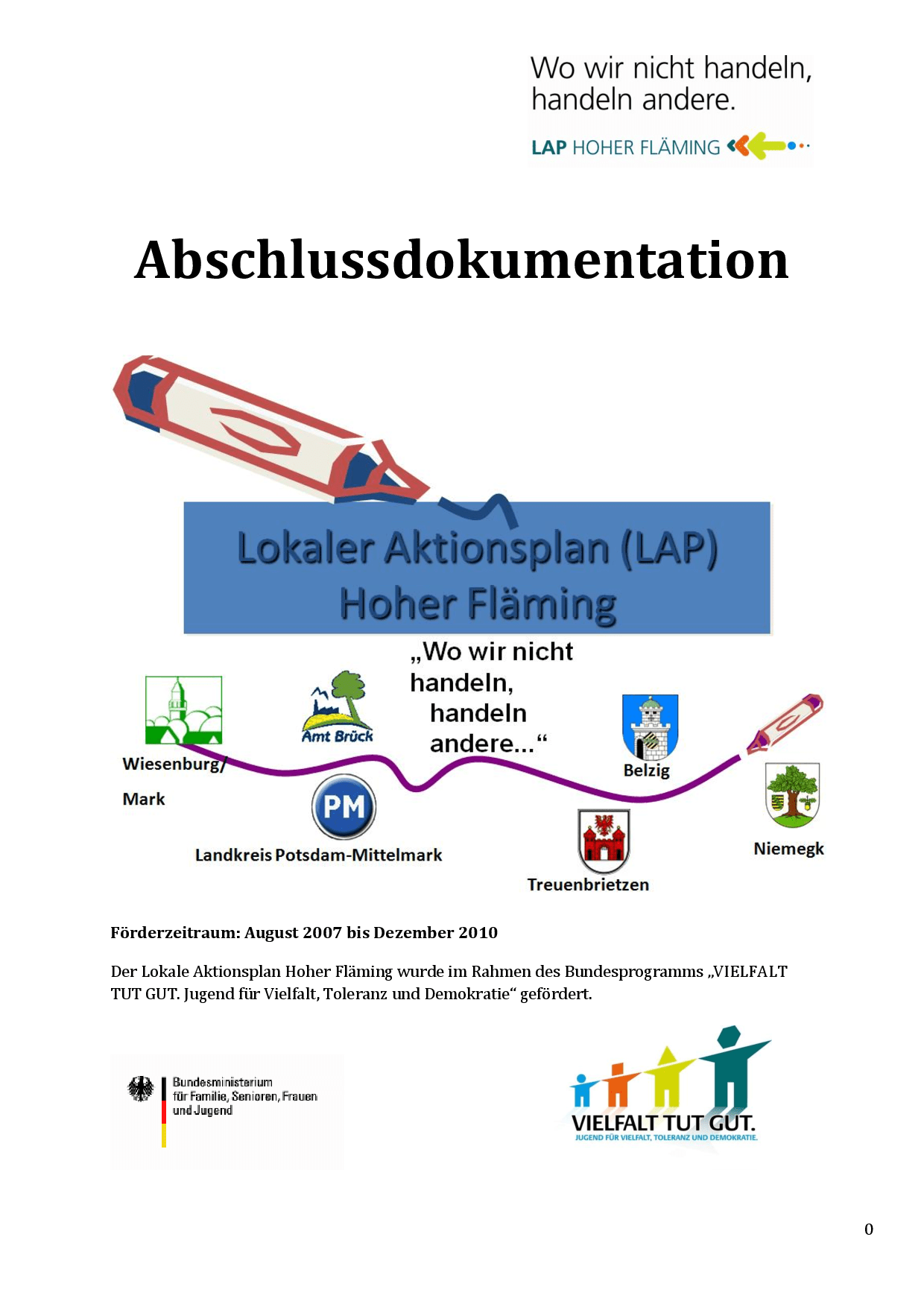 Cover von Abschlussdokumentation Lokaler Aktionsplan Hoher Fläming "Wo wir nicht handeln, handeln andere…"