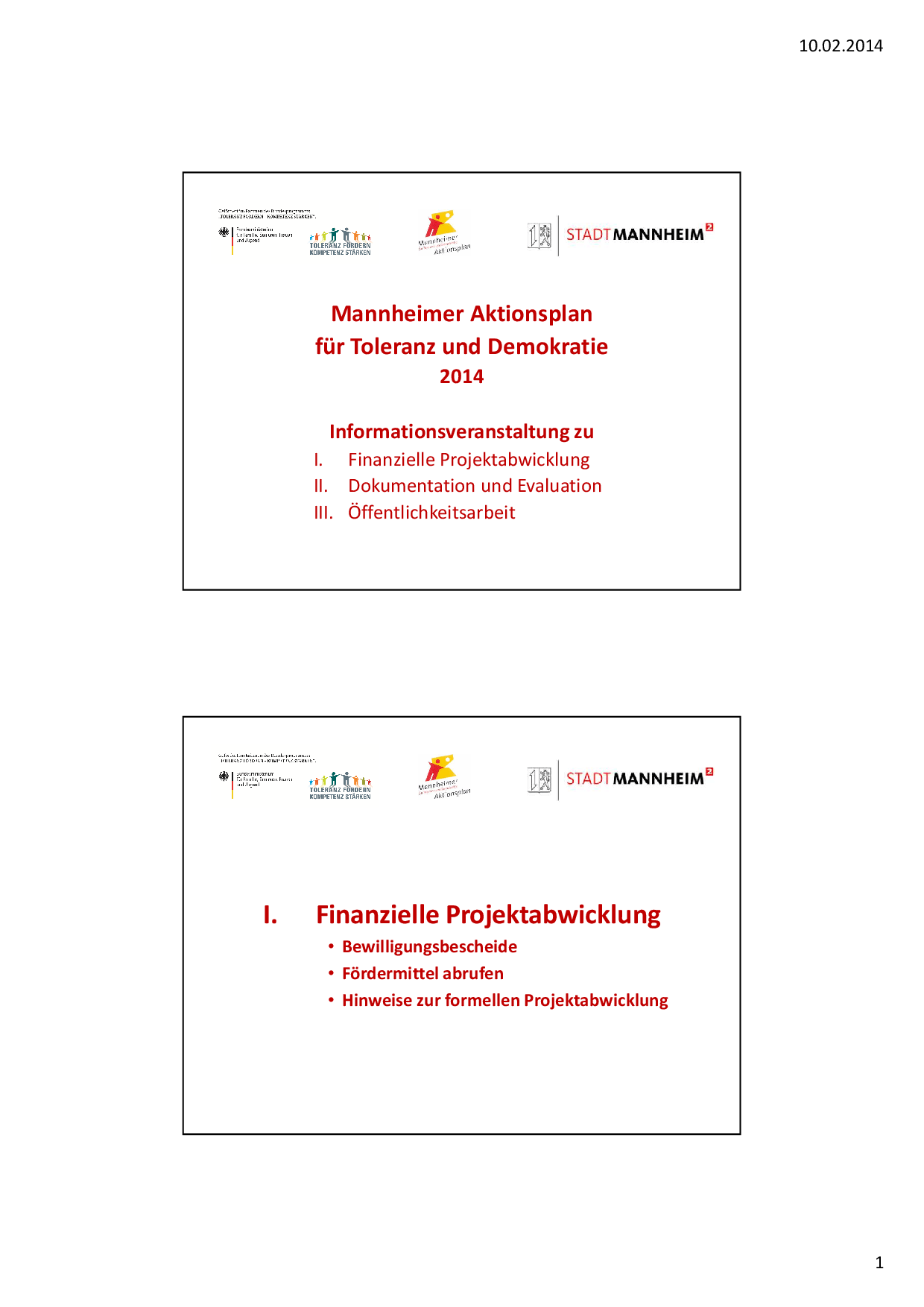 Cover von Mannheimer Aktionsplan für Toleranz und Demokratie 2014