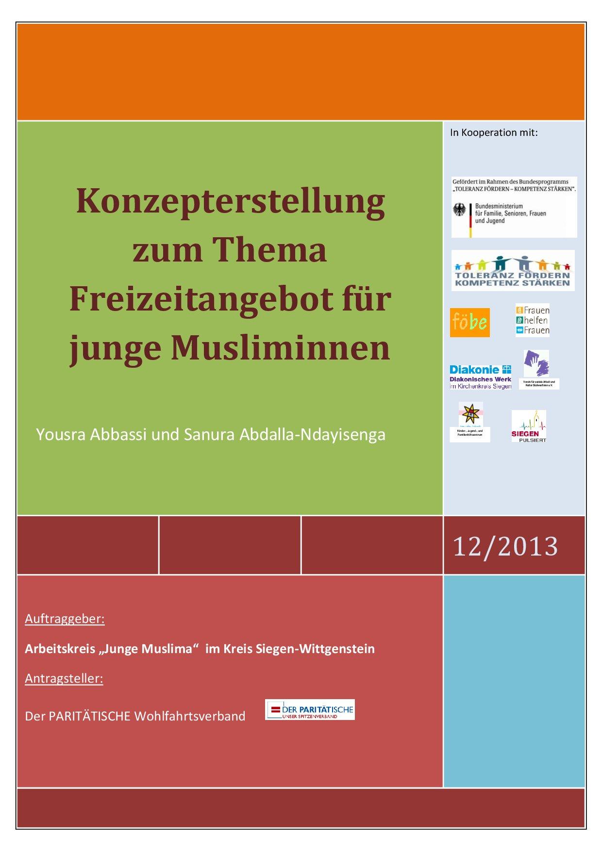 Cover von Konzepterstellung zum Thema Freizeitangebot für junge Musliminnen