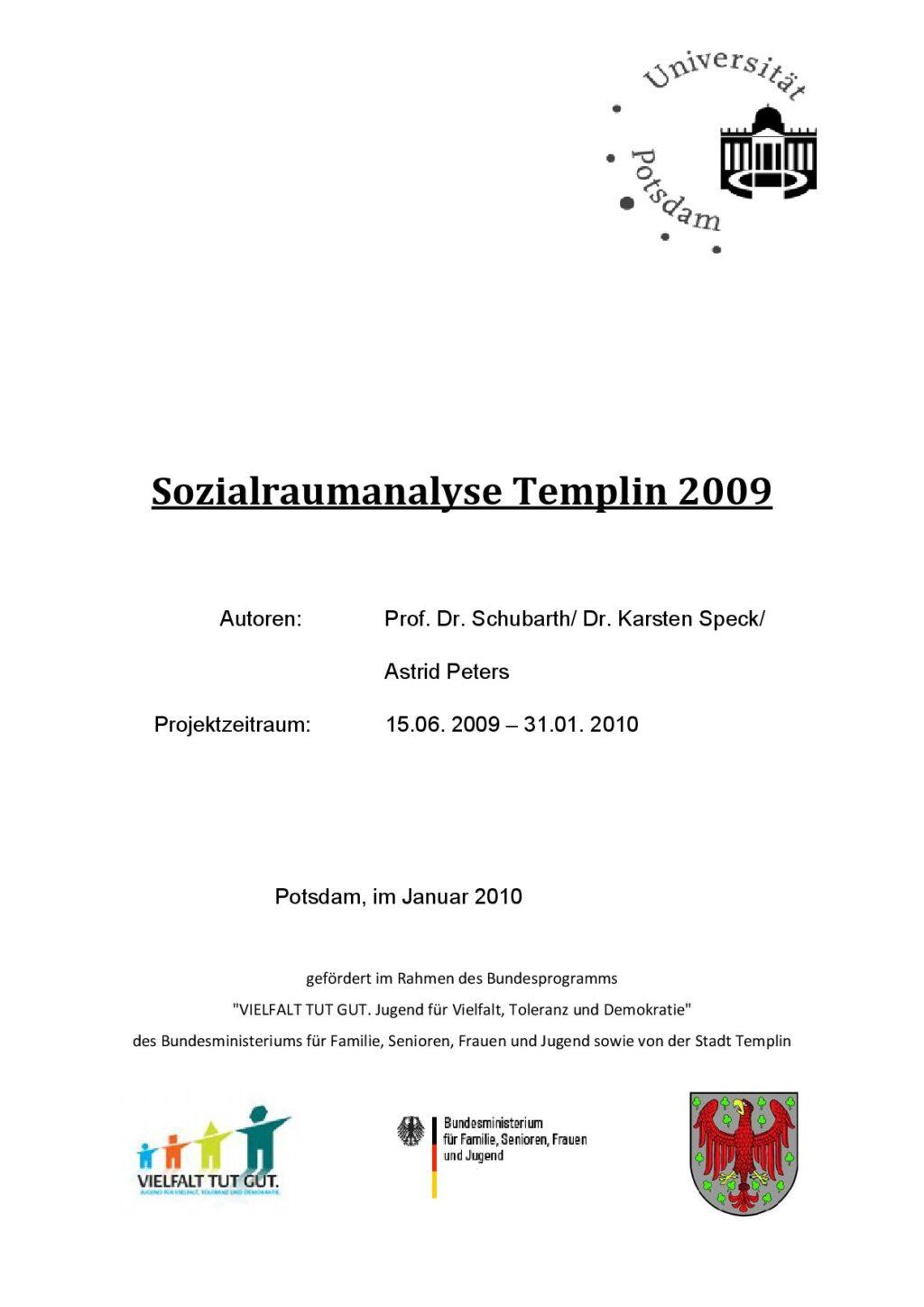 Cover von Sozialraumanalyse Templin 2009