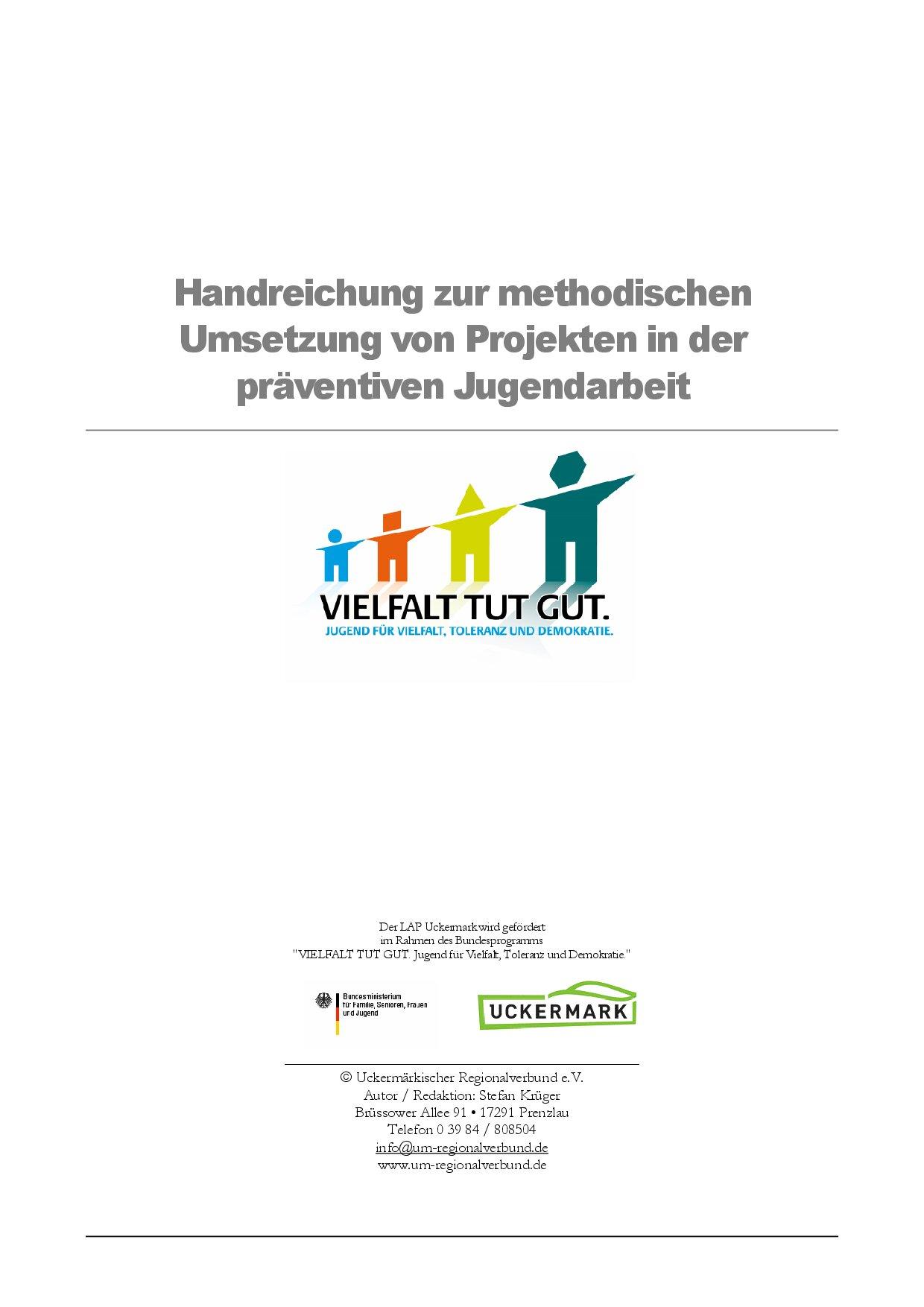 Cover von Handreichung zur methodischen Umsetzung von Projekten in der präventiven Jugendarbeit
