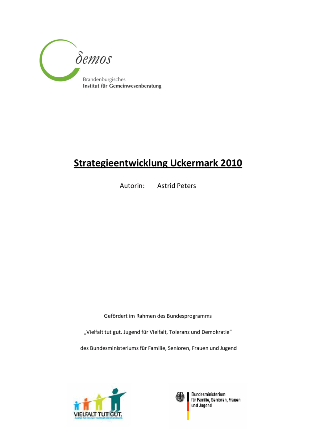 Cover von Strategieentwicklung Uckermark 2010