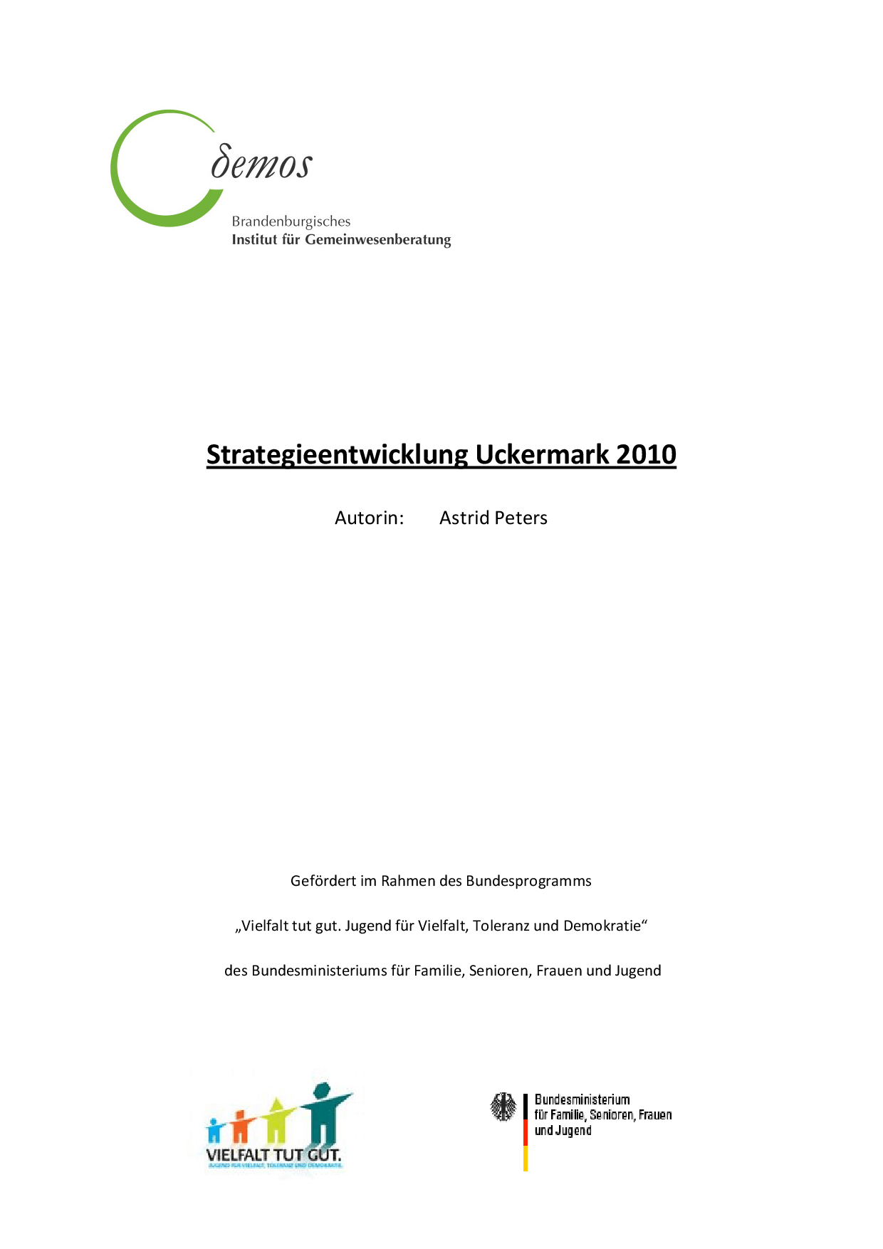 Cover von Strategieentwicklung Uckermark 2010