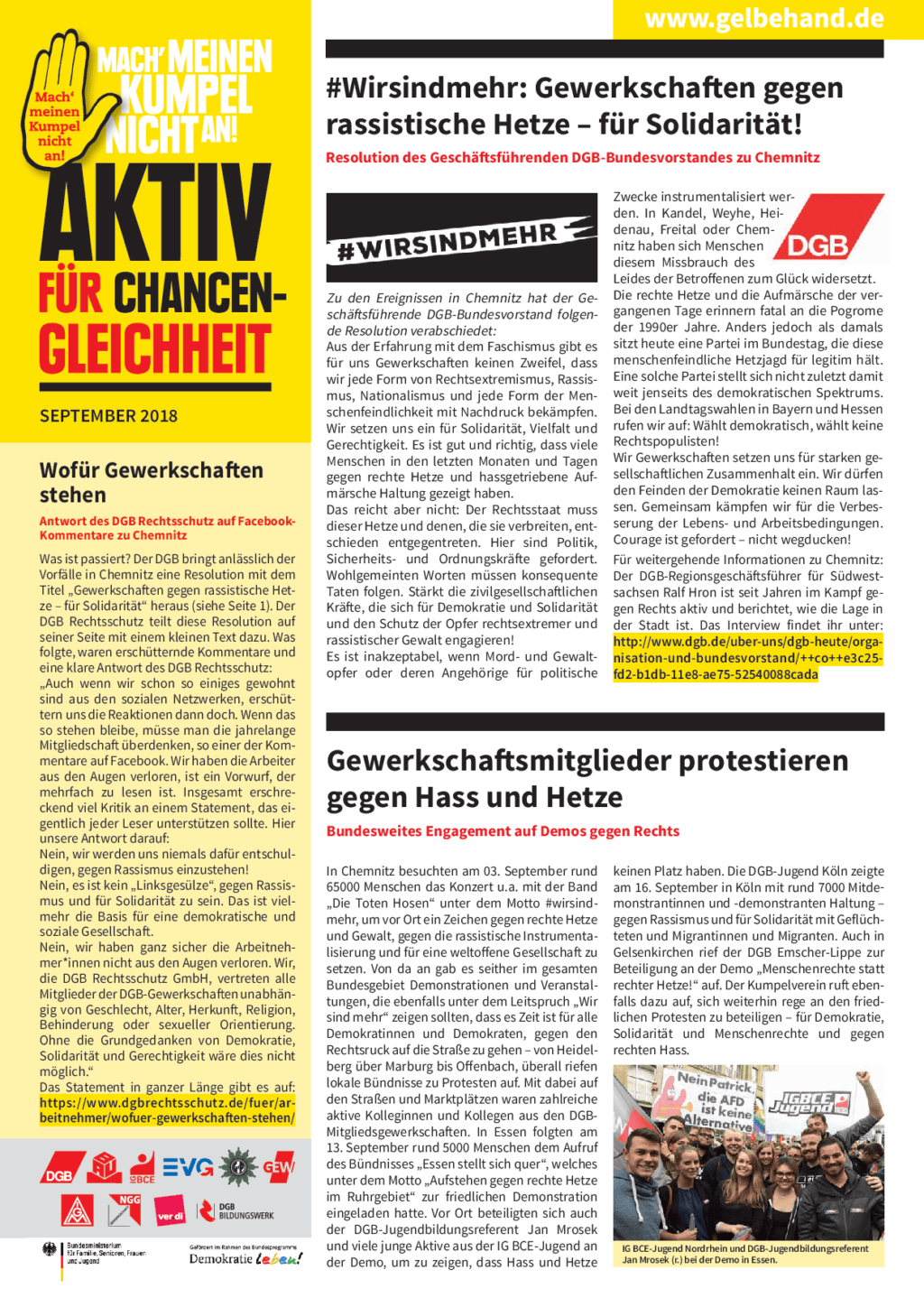 Cover von Aktiv für Chancengleichheit September 2018