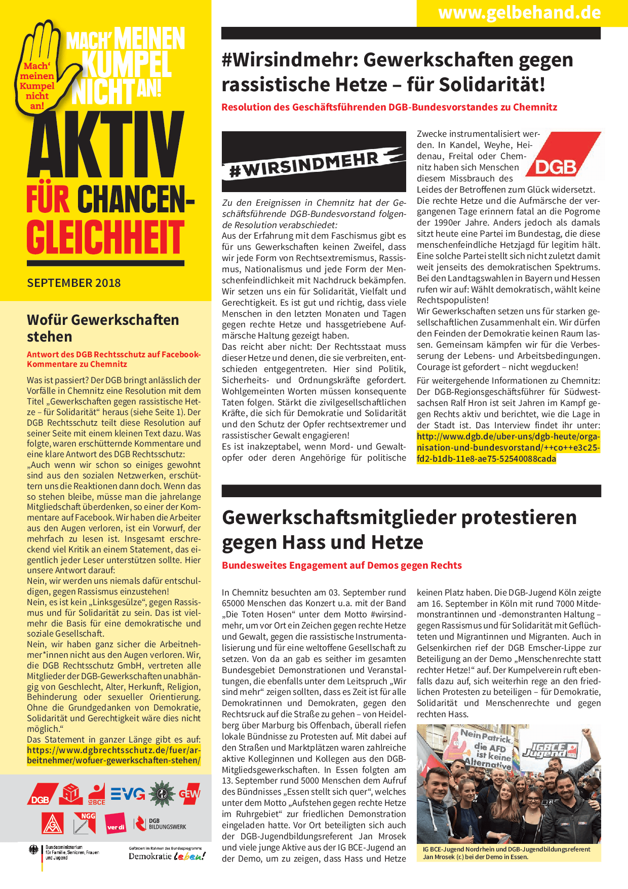 Cover von Aktiv für Chancengleichheit September 2018