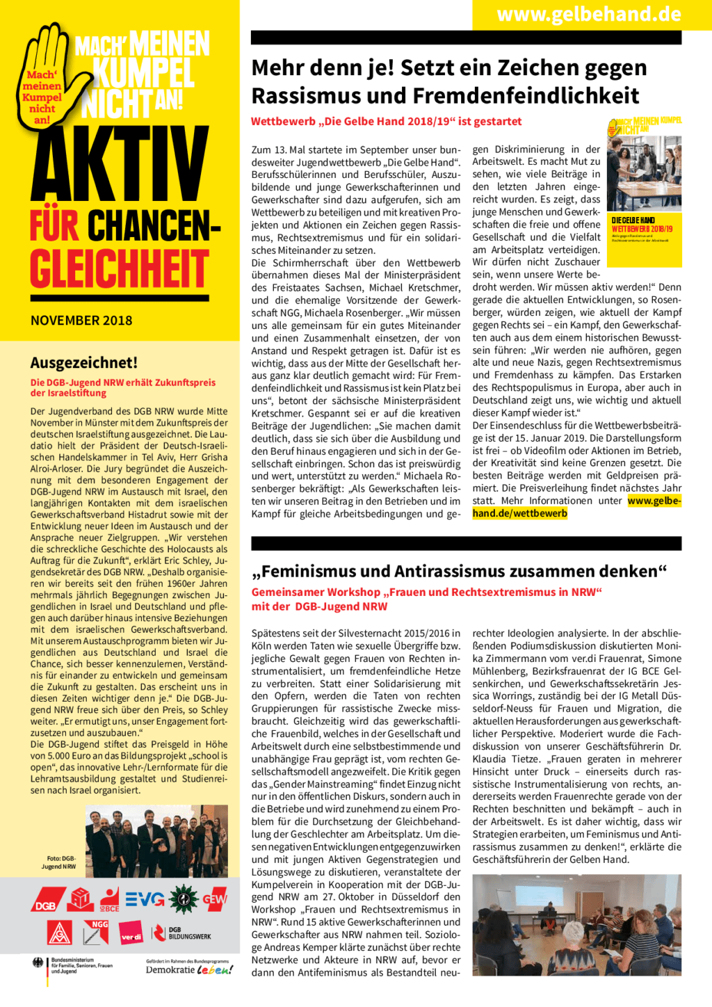Cover von Aktiv für Chancengleichheit November 2018
