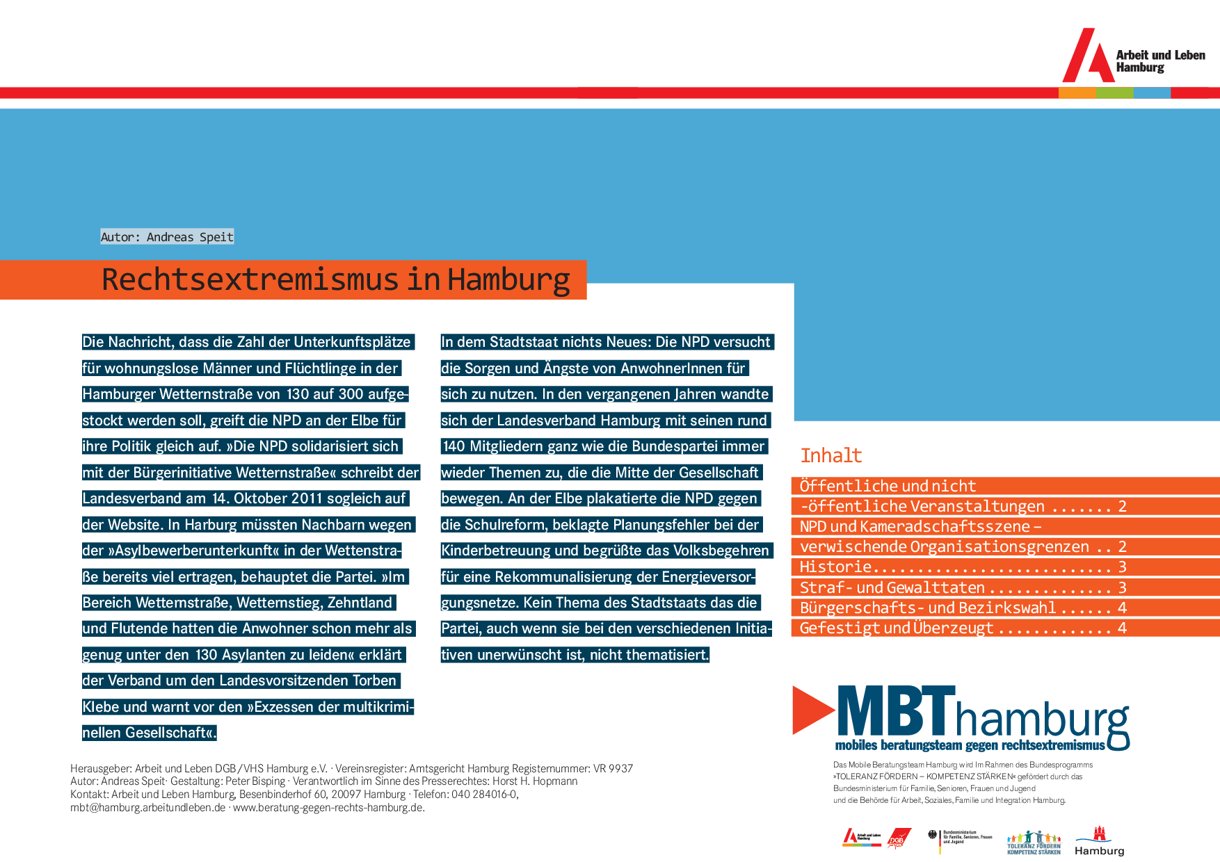 Cover von Rechtsextremismus in Hamburg