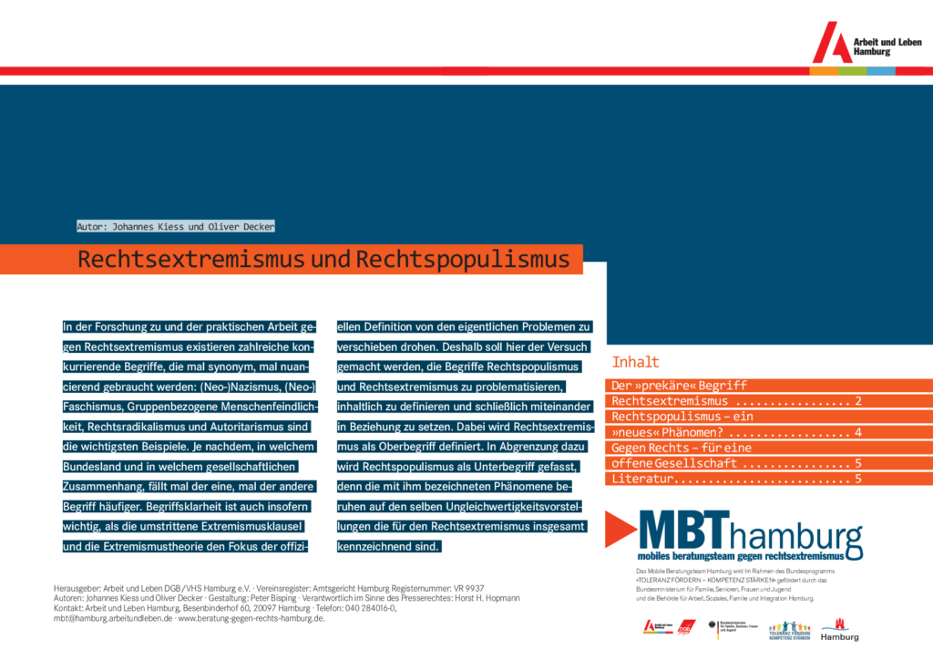 Cover von Rechtsextremismus und Rechtspopulismus