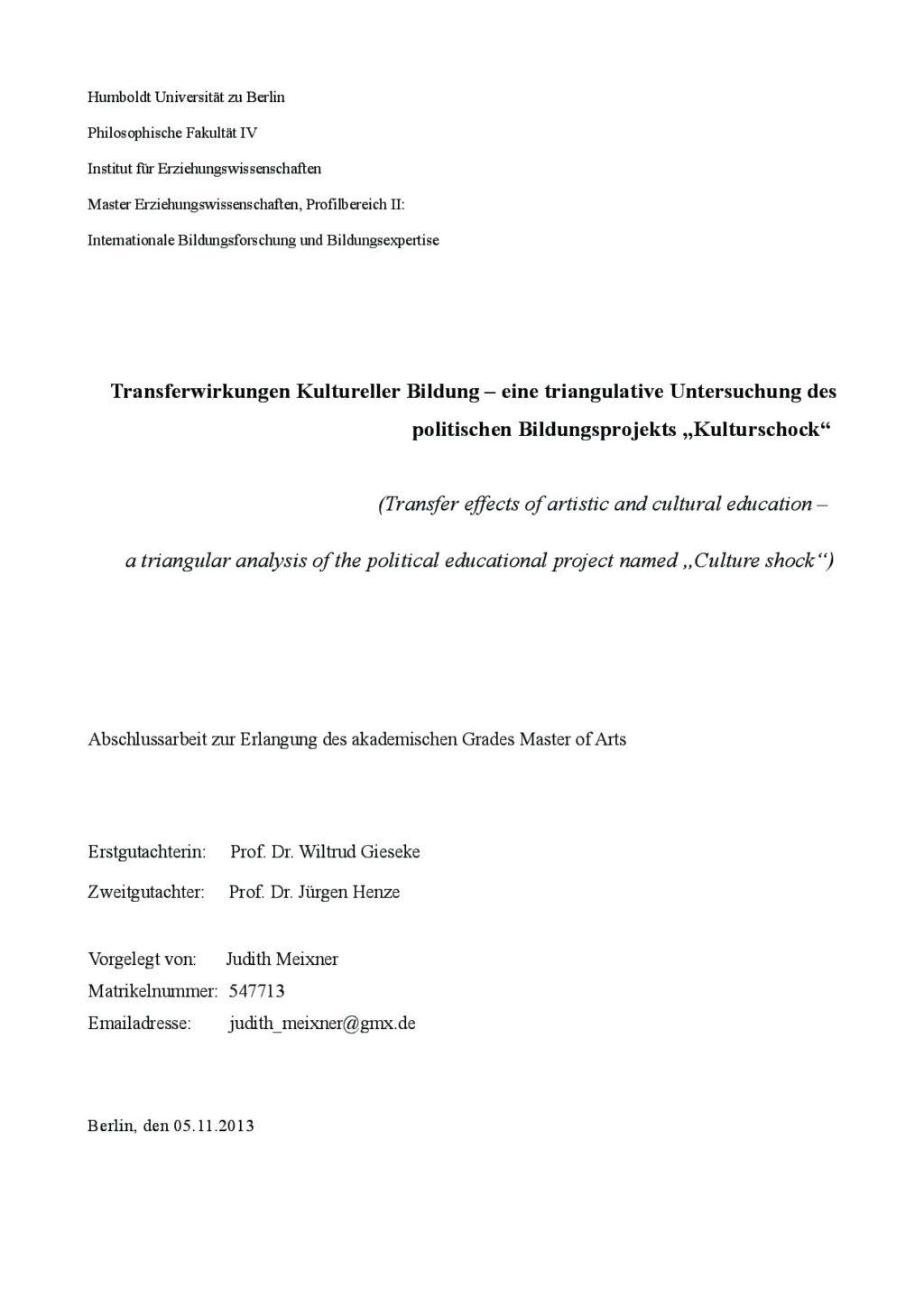 Cover von Transferwirkungen Kultureller Bildung – eine triangulative Untersuchung des politischen Bildungsprojektes "Kulturschock"