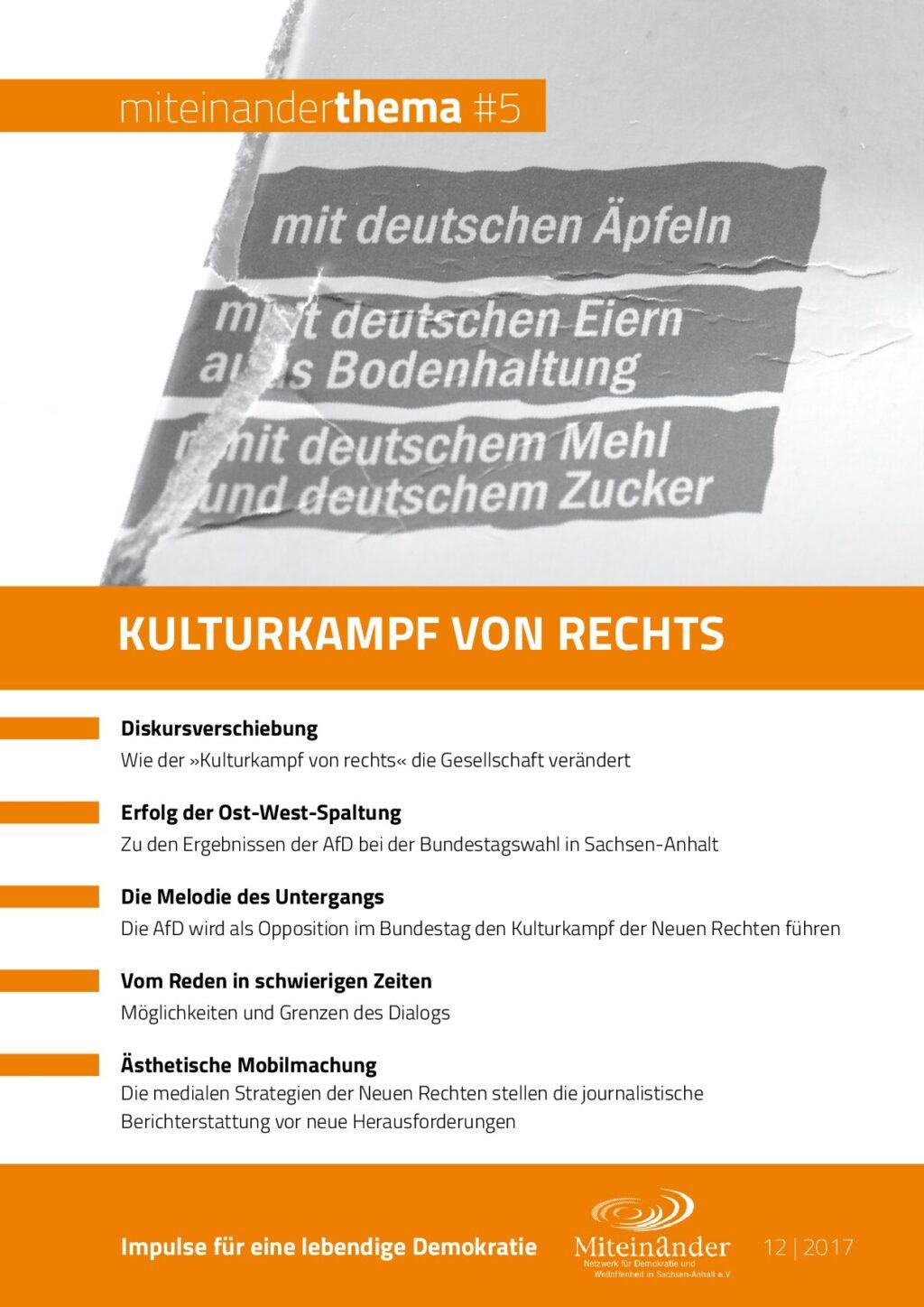 Cover von miteinanderthema #5 Kulturkampf von Rechts 12/17