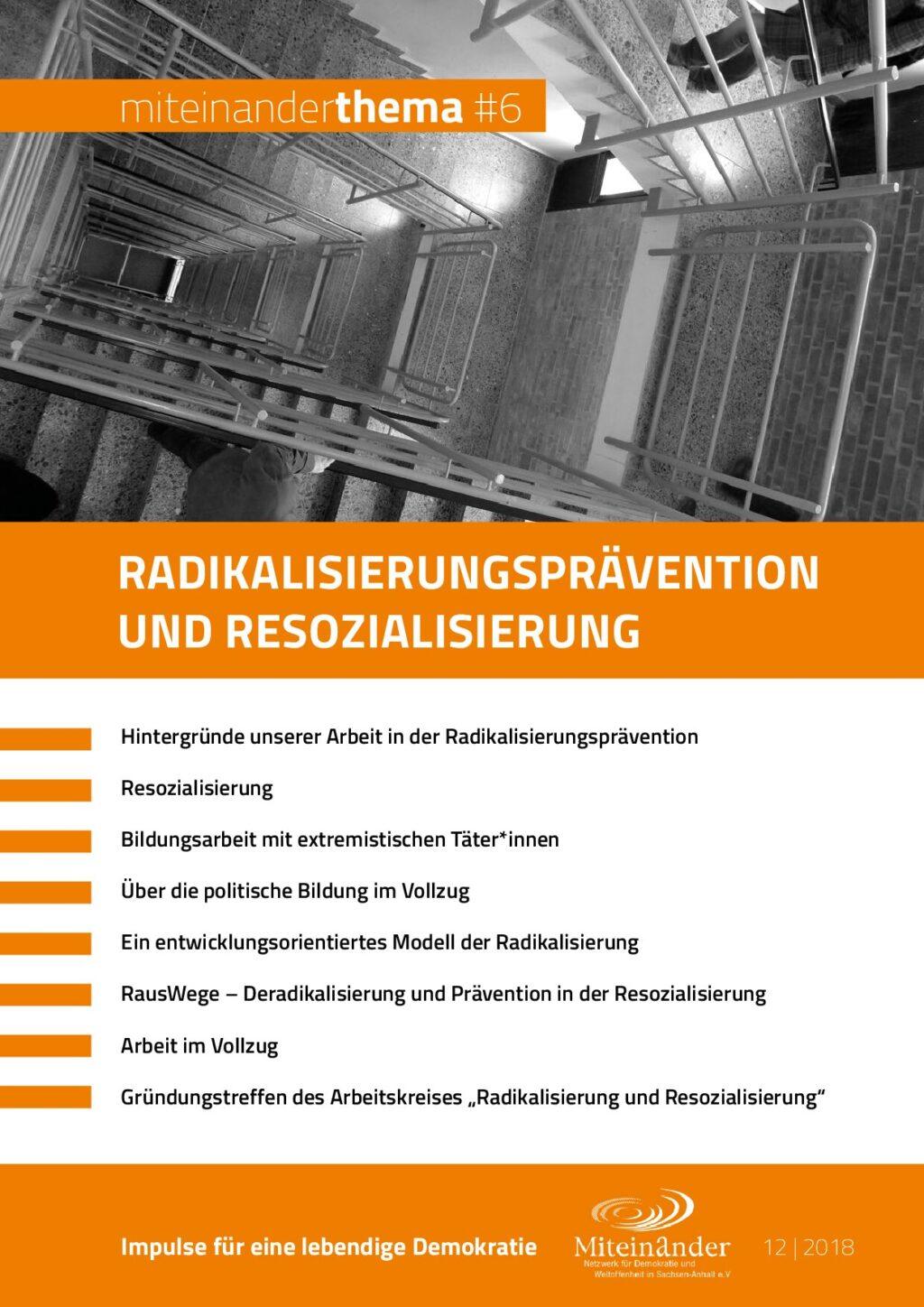 Cover von miteinanderthema #6 Radikalisierungsprävention und Resozialisierung 12/18