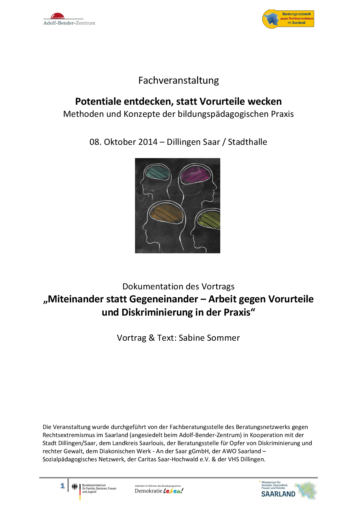 Cover von Dokumentation des Vortrags "Miteinander statt Gegeneinander – Arbeit gegen Vorurteile und Diskriminierung in der Praxis"