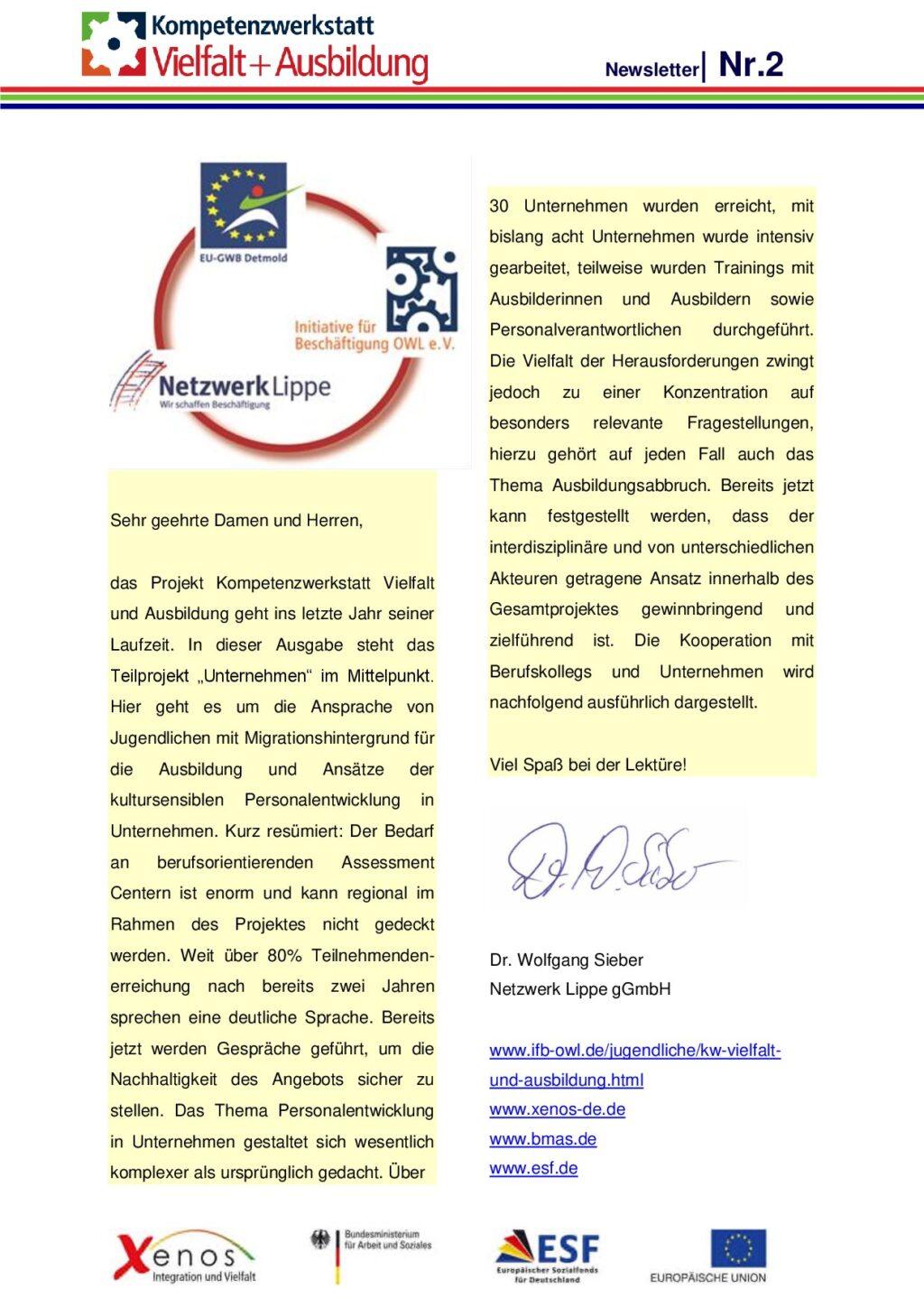 Cover von Kompetenzwerkstatt Vielfalt + Ausbildung Newsletter Nr. 2
