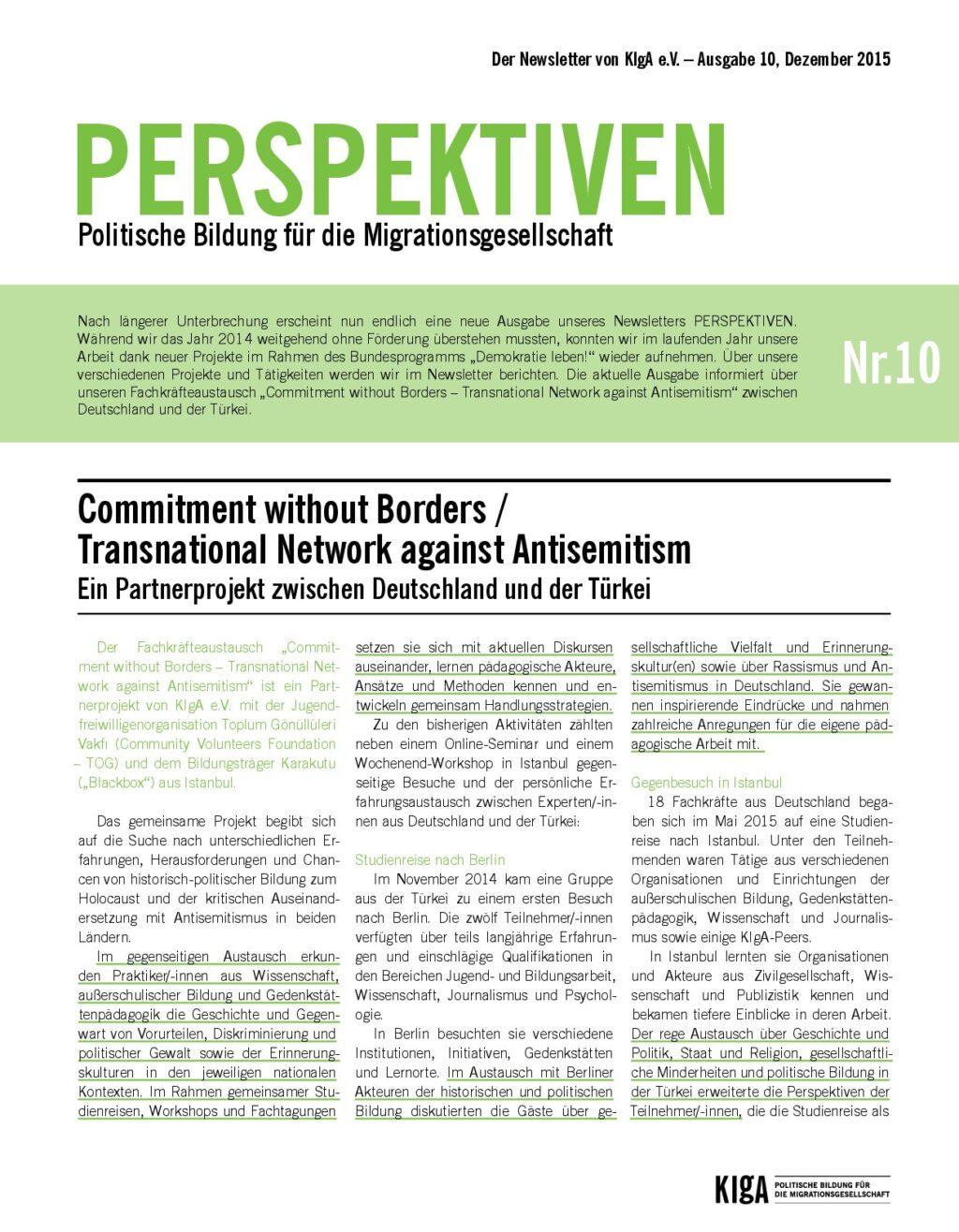 Cover von PERSPEKTIVEN Politische Bildung für die Migrationsgesellschaft Nr. 10