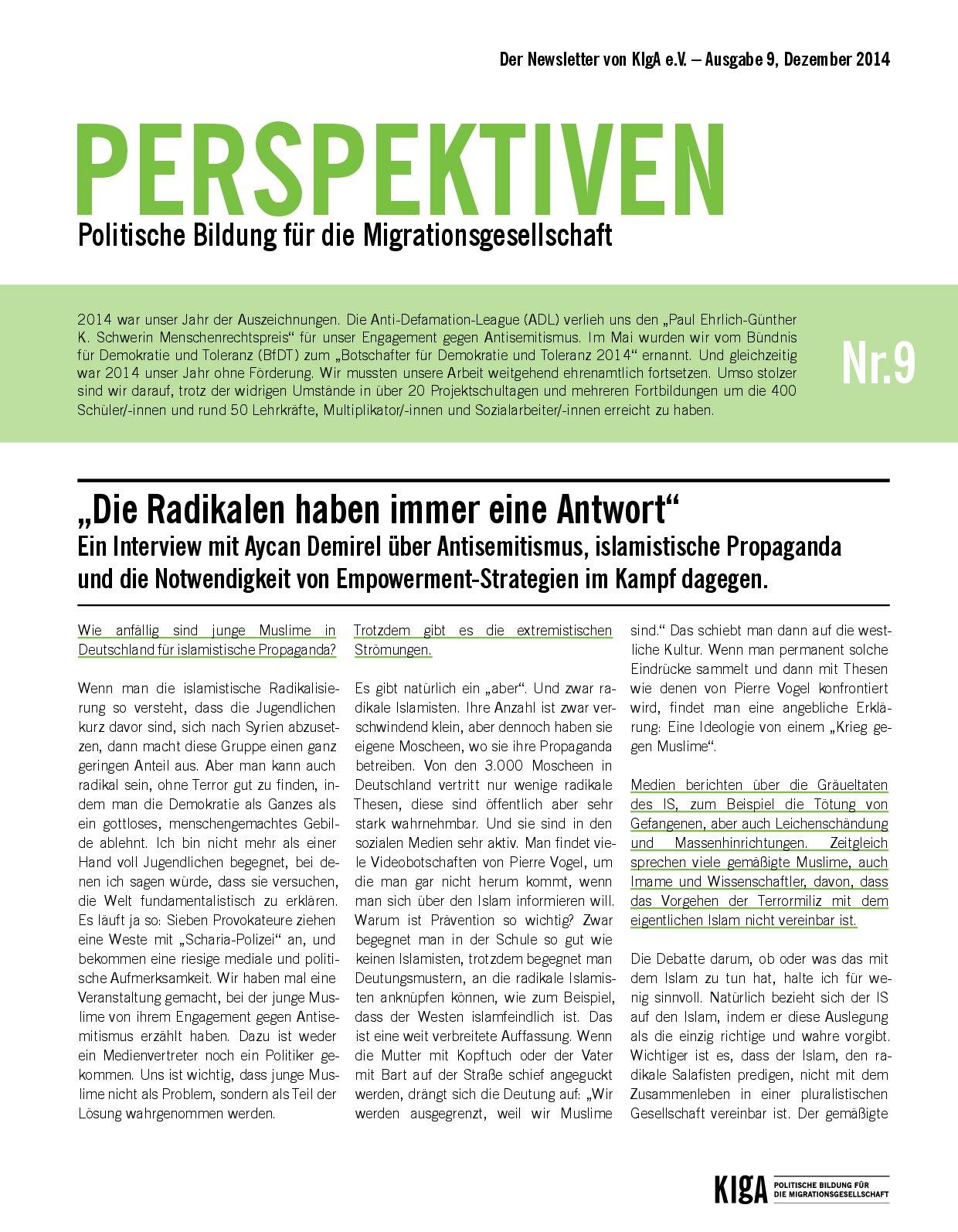 Cover von Perspektiven. Politische Bildung für die Migrationsgesellschaft – Nr. 9
