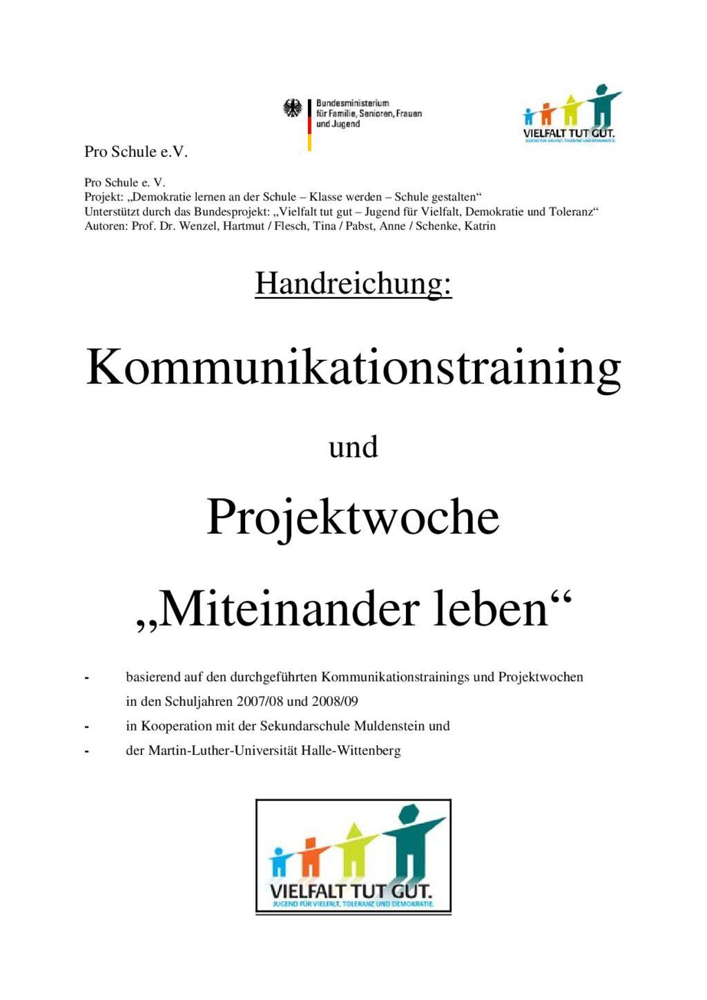 Cover von Kommunikationstraining und Projektwoche "Miteinander leben"