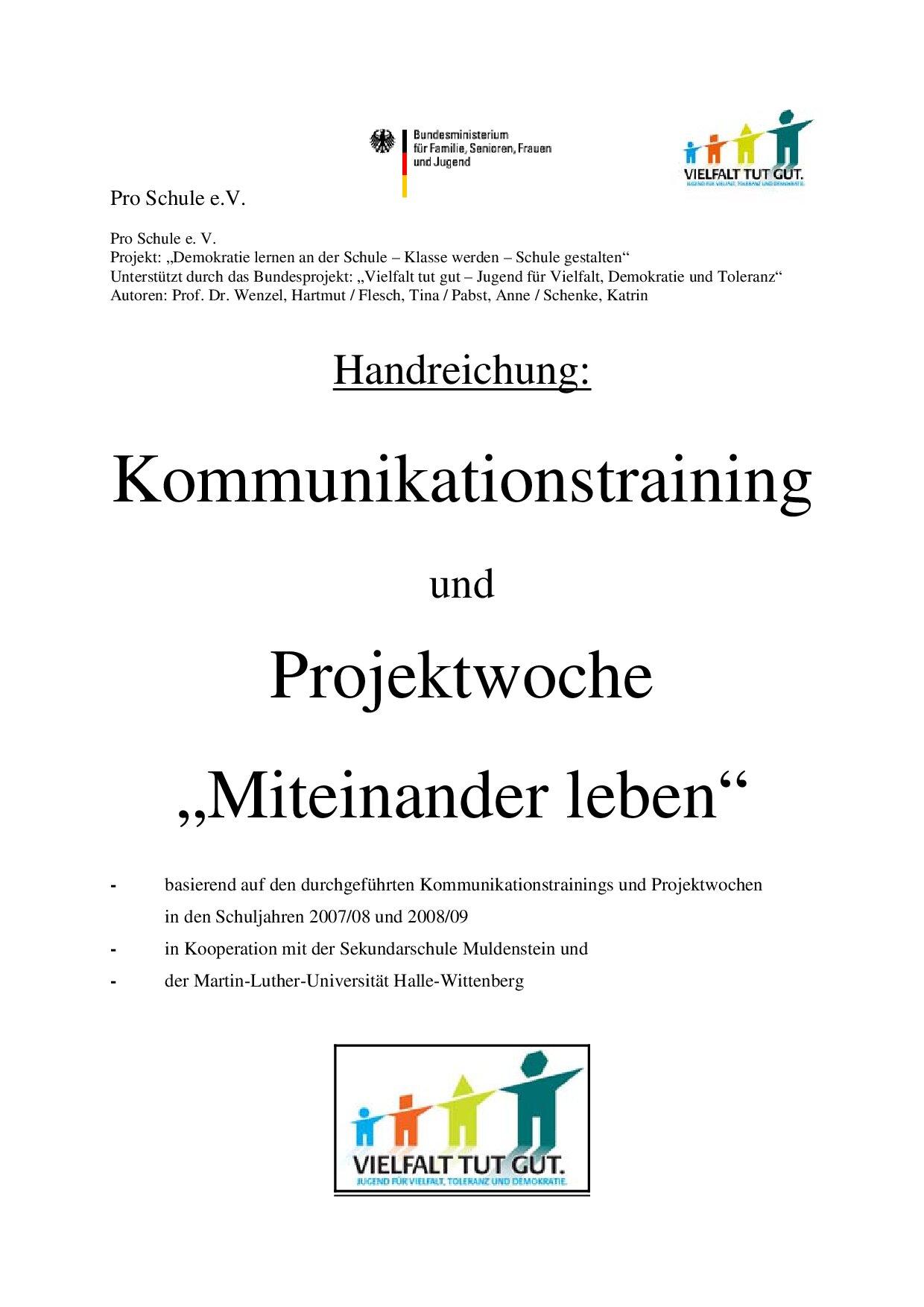 Cover von Kommunikationstraining und Projektwoche "Miteinander leben"