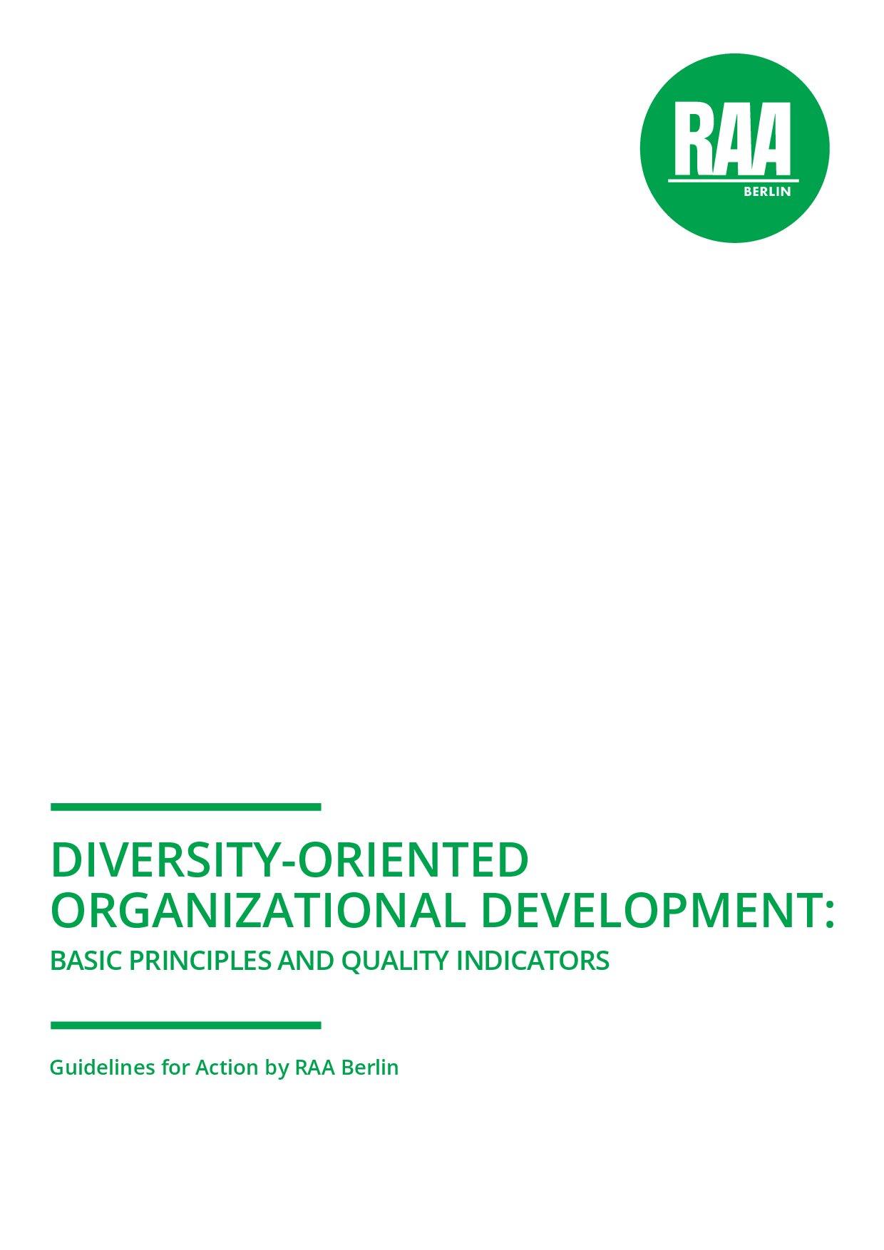 Cover von Diversity-oriented organizational development: basic principles and quality indicators