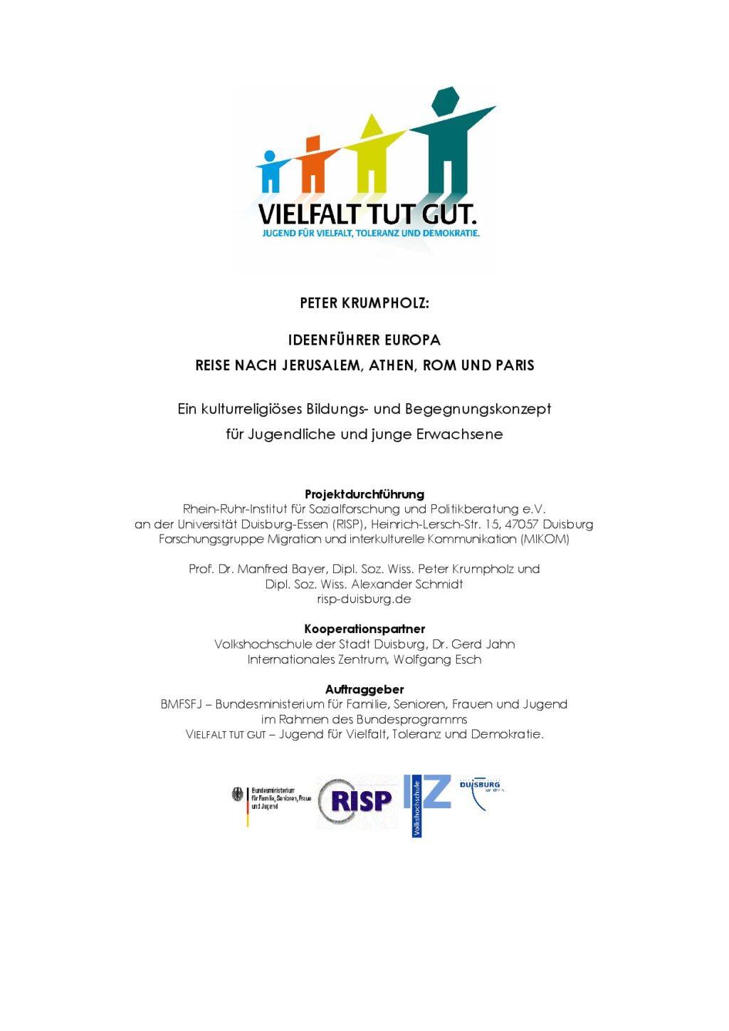 Cover von Ideenführer Europa Reise nach Jerusalem, Athen, Rom und Paris. Ein kulturreligiöses Bildungs- und Begegnungskonzept für Jugendliche und junge Erwachsene