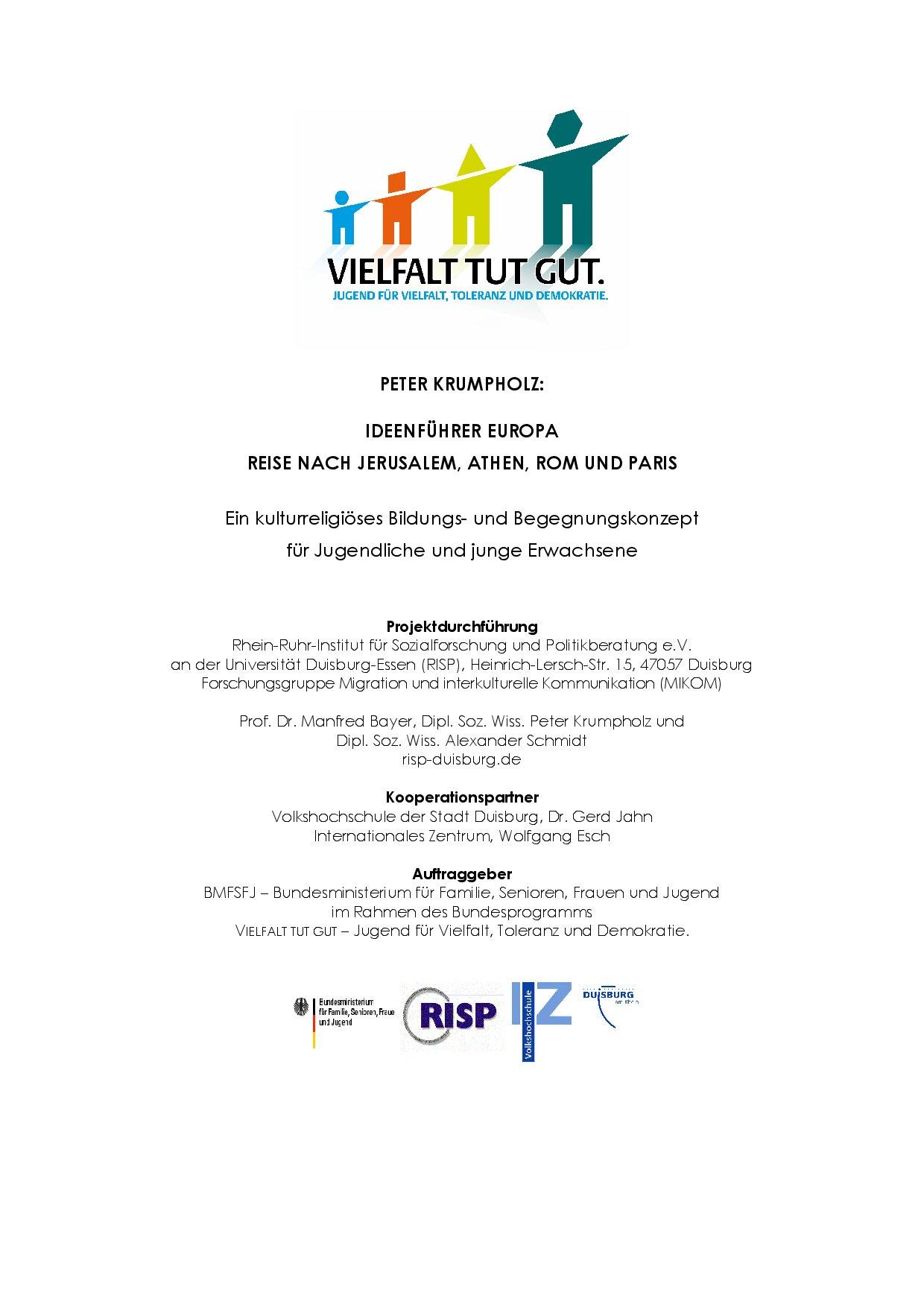 Cover von Ideenführer Europa Reise nach Jerusalem, Athen, Rom und Paris. Ein kulturreligiöses Bildungs- und Begegnungskonzept für Jugendliche und junge Erwachsene