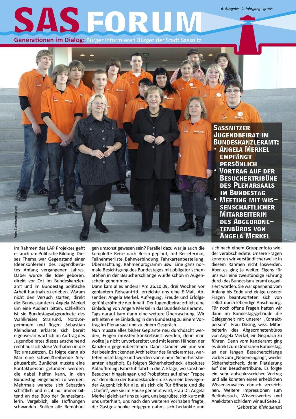 Cover von SAS Forum. Generationen im Dialog: Bürger informieren Bürger der Stadt Sassnitz Nr. 6/2010