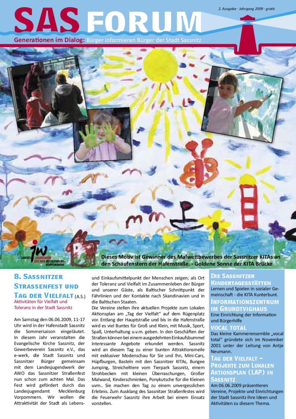 Cover von SAS Forum. Generationen im Dialog: Bürger informieren Bürger der Stadt Sassnitz Nr. 2/2009