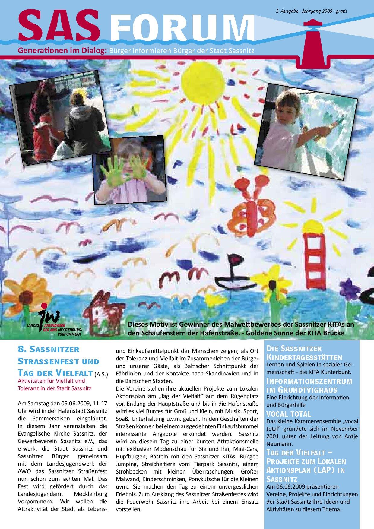 Cover von SAS Forum. Generationen im Dialog: Bürger informieren Bürger der Stadt Sassnitz Nr. 2/2009