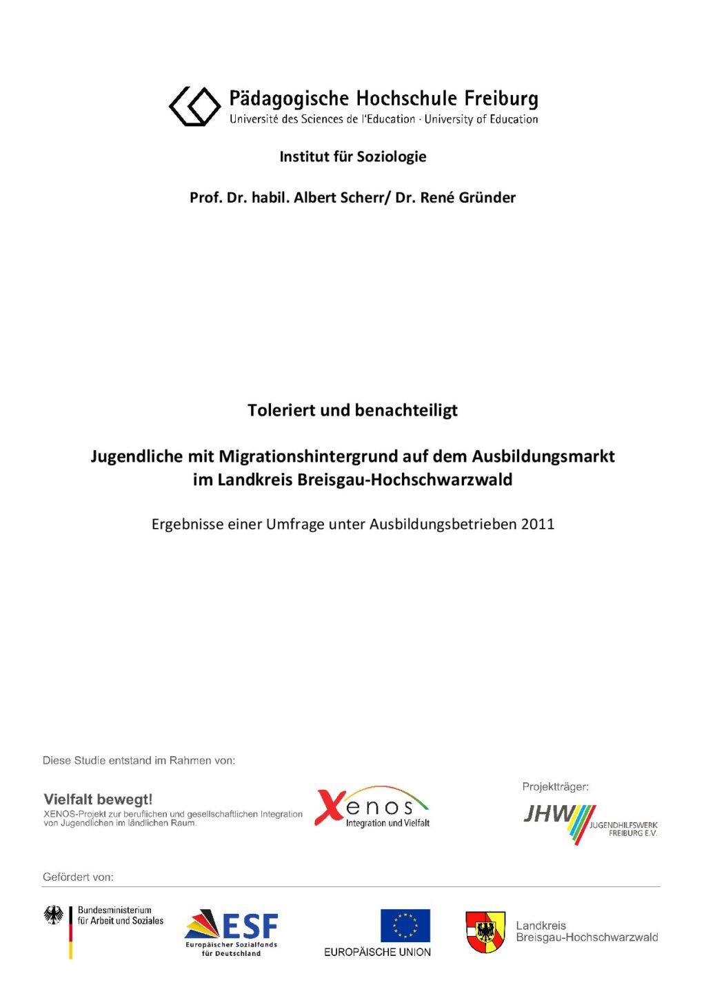 Cover von Toleriert und benachteiligt. Jugendliche mit Migrationshintergrund auf dem Ausbildungsmarkt im Landkreis Breisgau-Hochschwarzwald