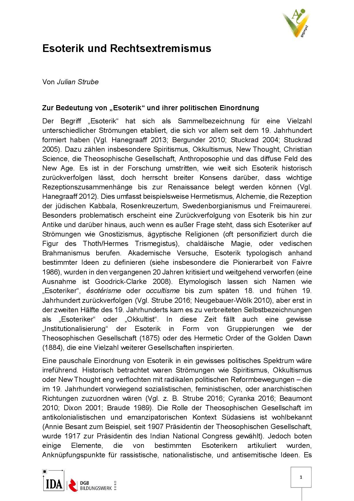 Cover von Esoterik und Rechtsextremismus