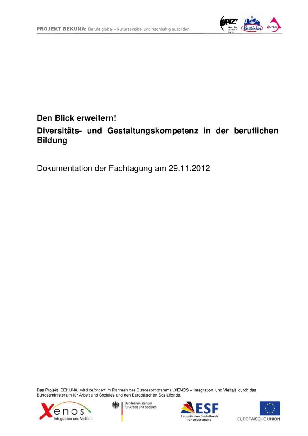 Cover von Den Blick erweitern! Diversitäts- und Gestaltungskompetenz in der beruflichen Bildung