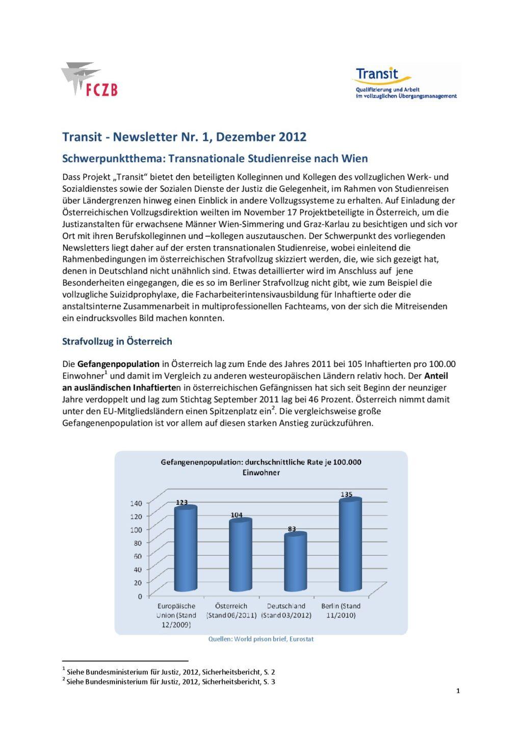 Cover von Transit – Newsletter Nr. 1, Dezember 2012