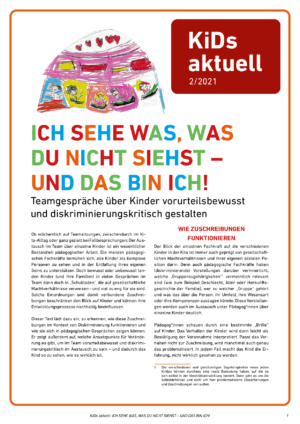 Cover von ICH SEHE WAS, WAS DU NICHT SIEHST – UND DAS BIN ICH! Teamgespräche über Kinder vorurteilsbewusst und diskriminierungskritisch gestalten
