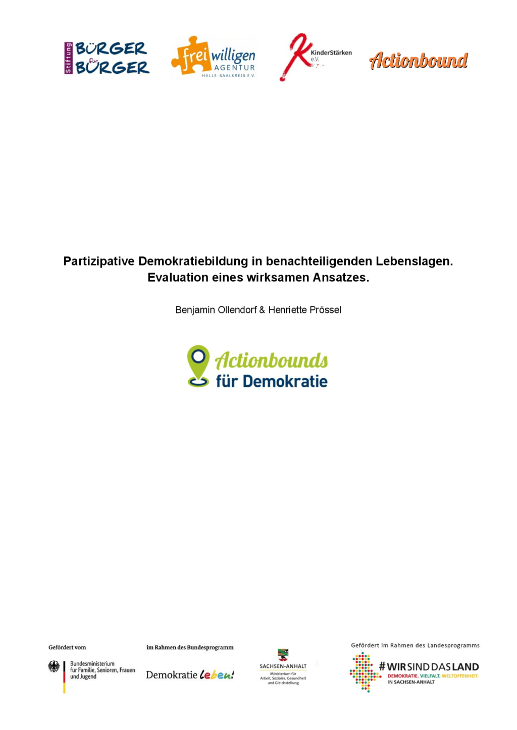 Cover von Partizipative Demokratiebildung in benachteiligenden Lebenslagen. Evaluation eines wirksamen Ansatzes. Abschlussbericht des Praxisprojektes Actionbounds für Demokratie