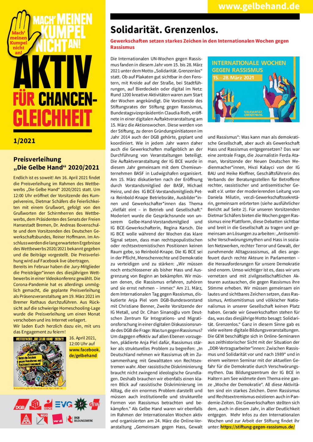 Cover von Aktiv für Chancengleichheit 1/2021