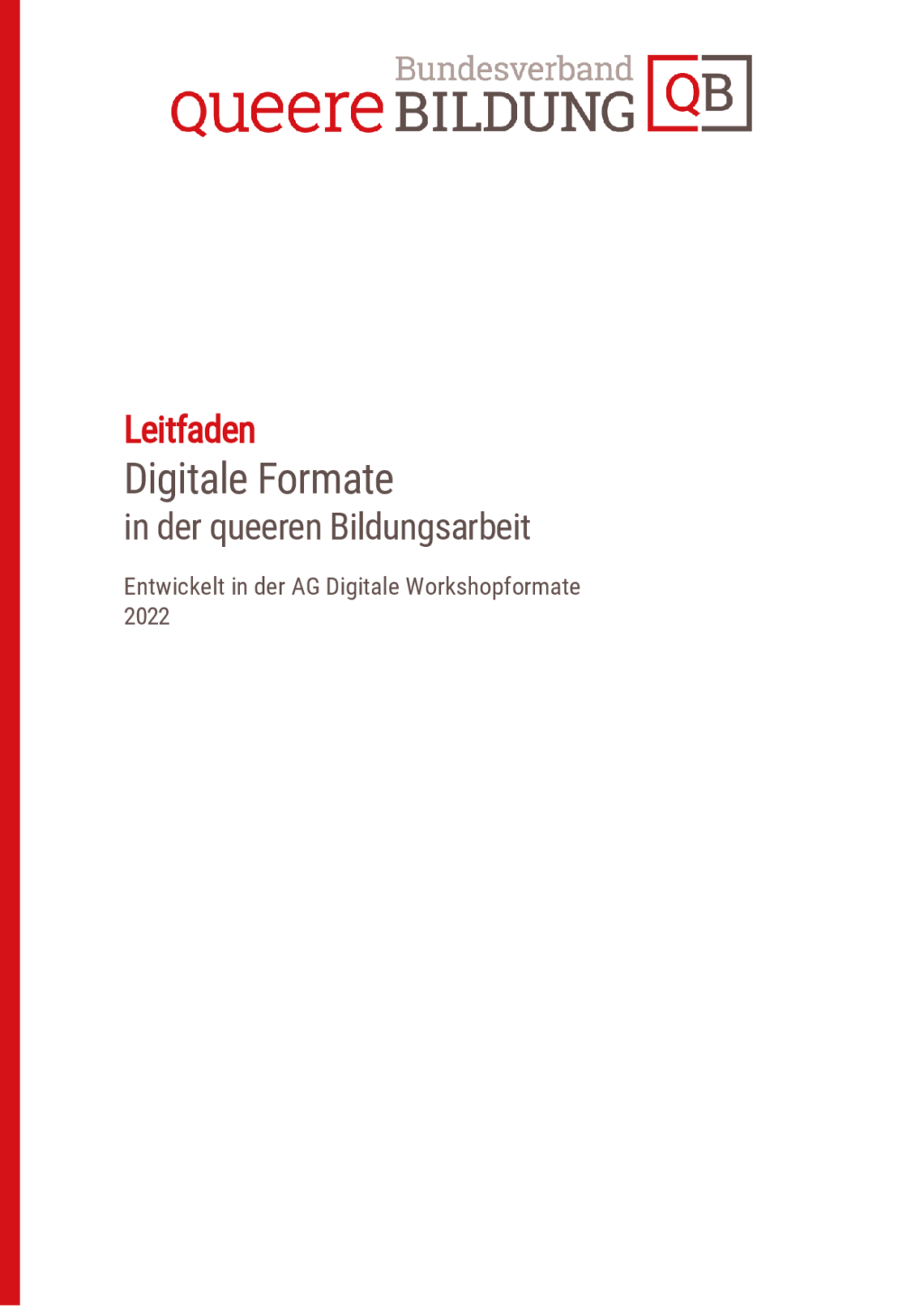 Cover von Leitfaden. Digitale Formate in der queeren Bildungsarbeit