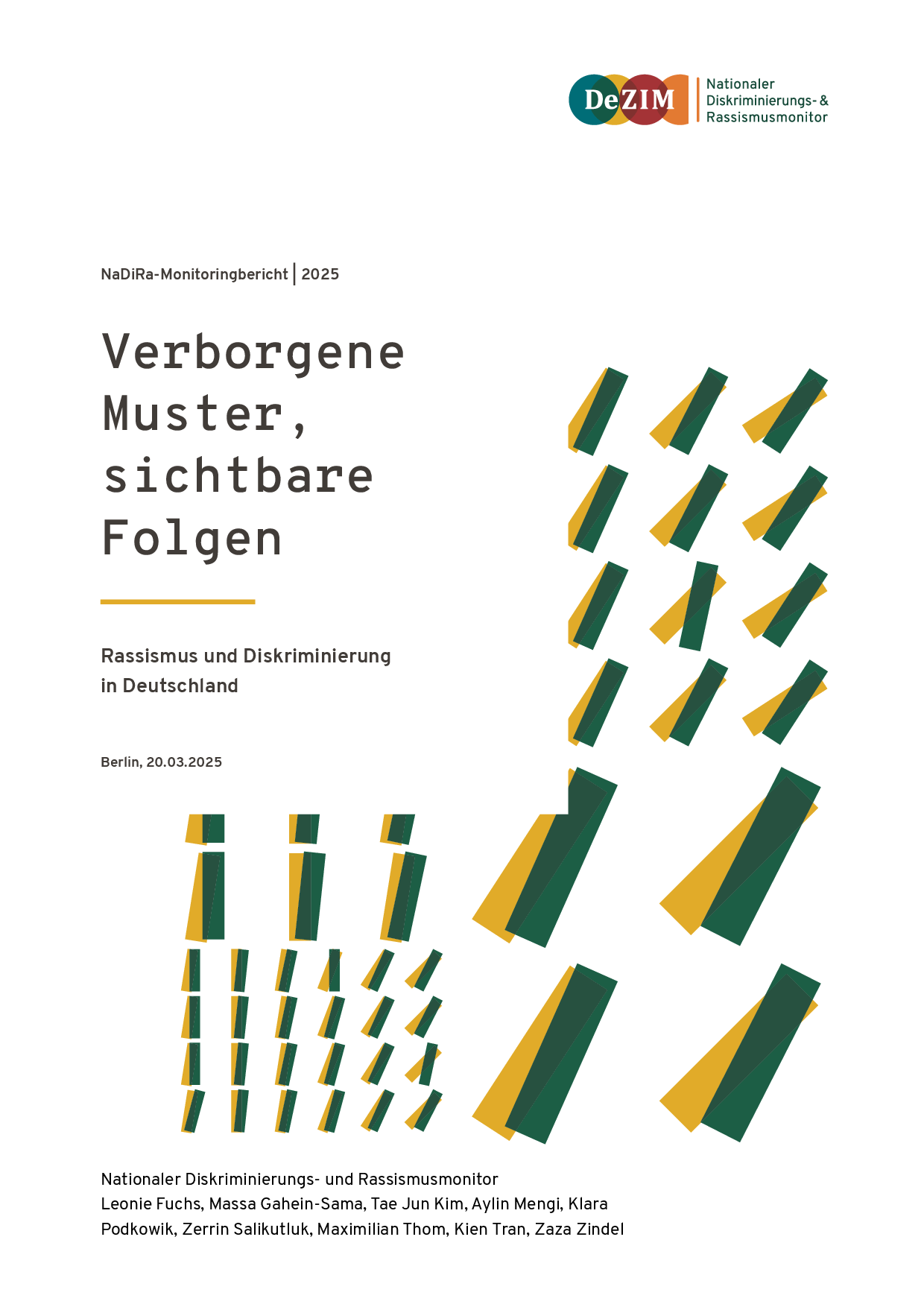 Cover von NaDiRa-Monitoringbericht 2025: Verborgene Muster, sichtbare Folgen. Rassismus und Diskriminierung in Deutschland