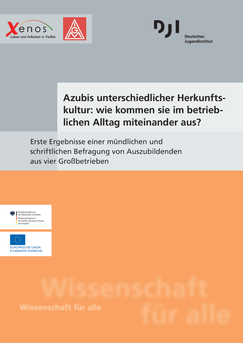Cover von Azubis unterschiedlicher Herkunftskultur: Wie kommen sie im betrieblichen Alltag miteinander aus? Erste Ergebnisse einer mündlichen und schriftlichen Befragung von Auszubildenden aus vier Großbetrieben