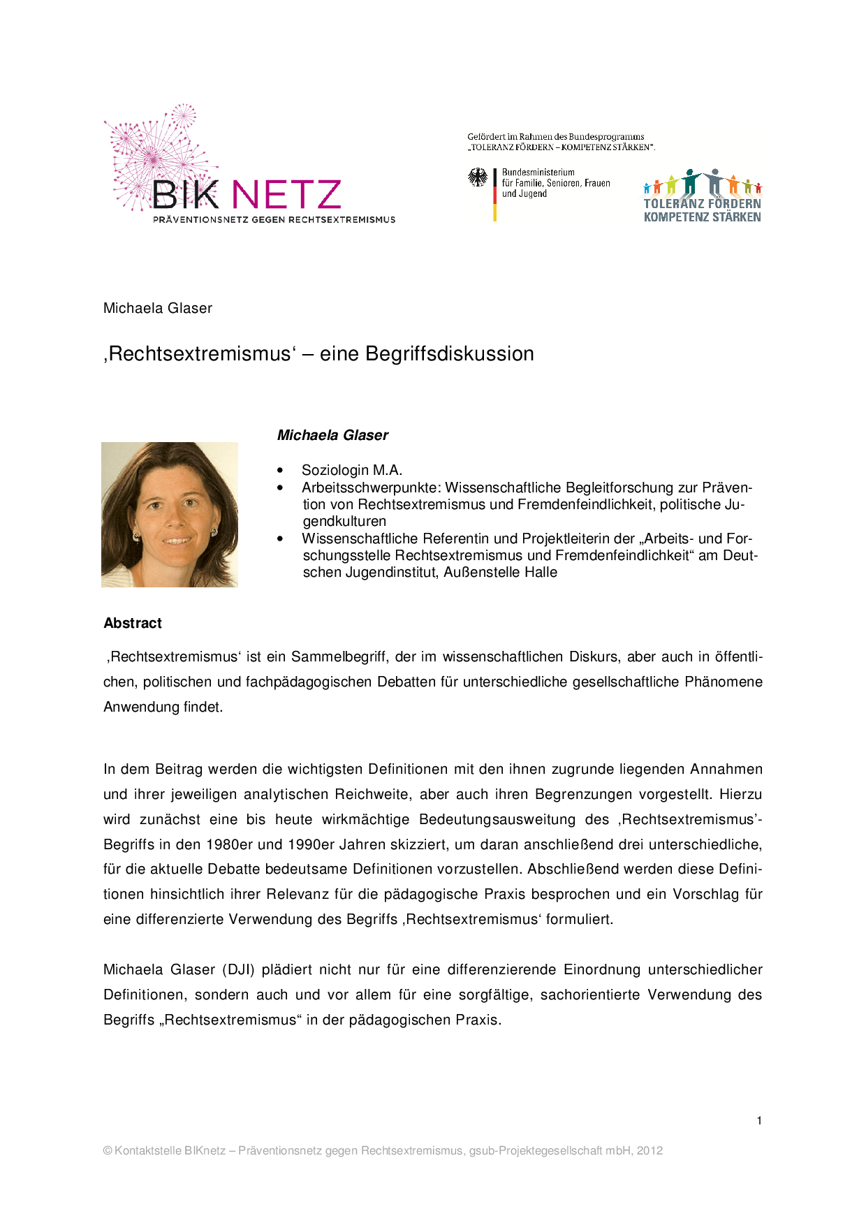 Cover von ‚Rechtsextremismus‘ – eine Begriffsdiskussion