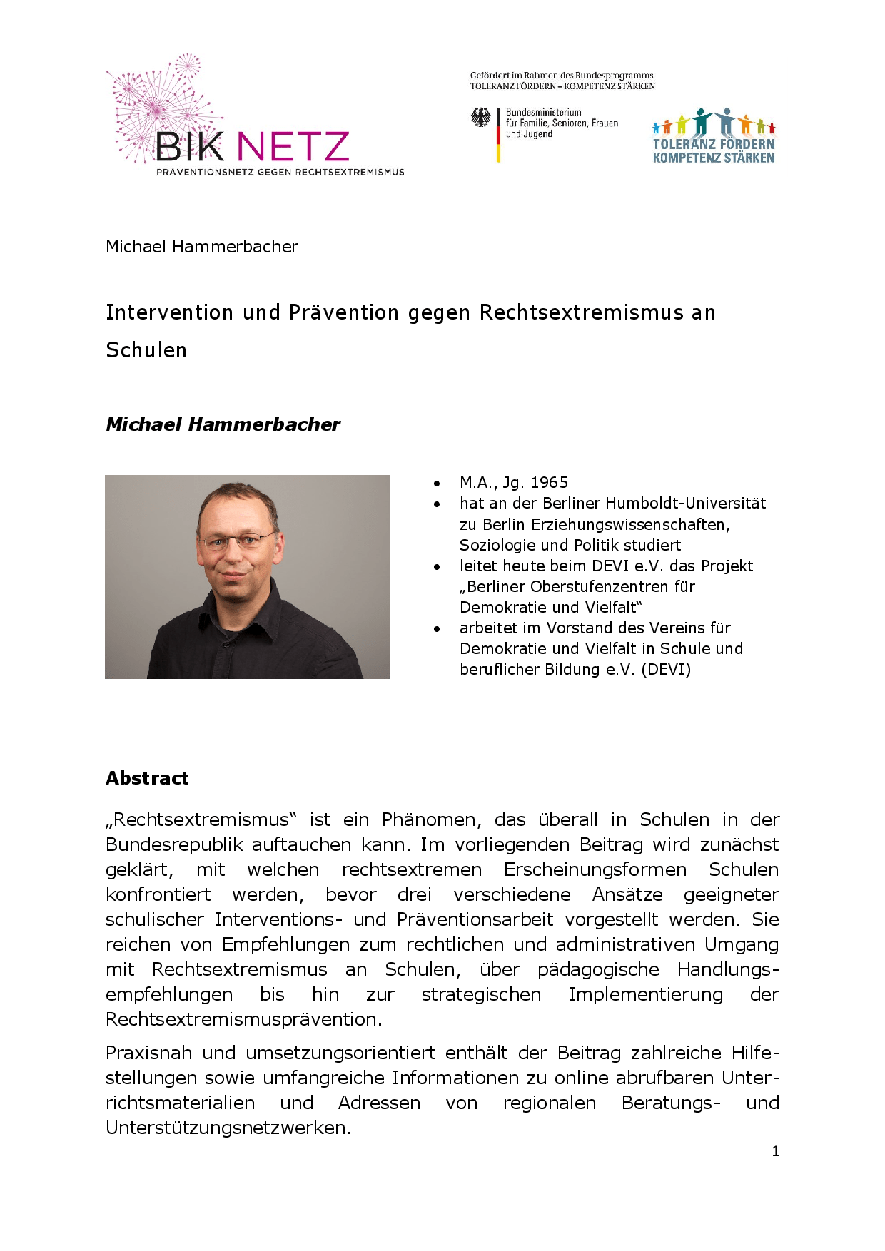 Cover von Intervention und Prävention gegen Rechtsextremismus an Schulen