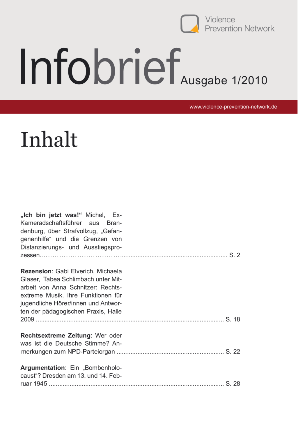 Cover von Infobrief Ausgabe 1/2010