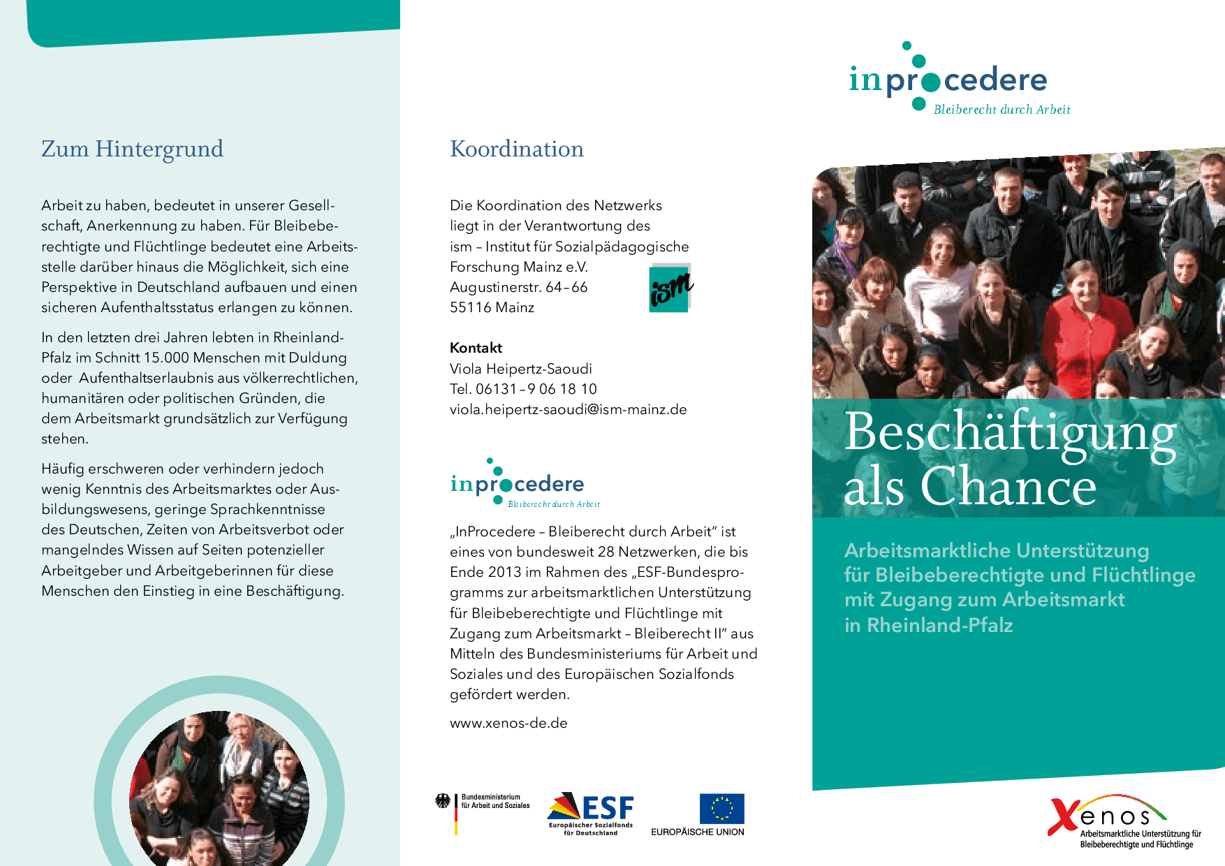 Cover von Beschäftigung als Chance. Arbeitsmarktliche Unterstützung für Bleibeberechtigte und Flüchtlinge mit Zugang zum Arbeitsmarkt in Rheinland-Pfalz