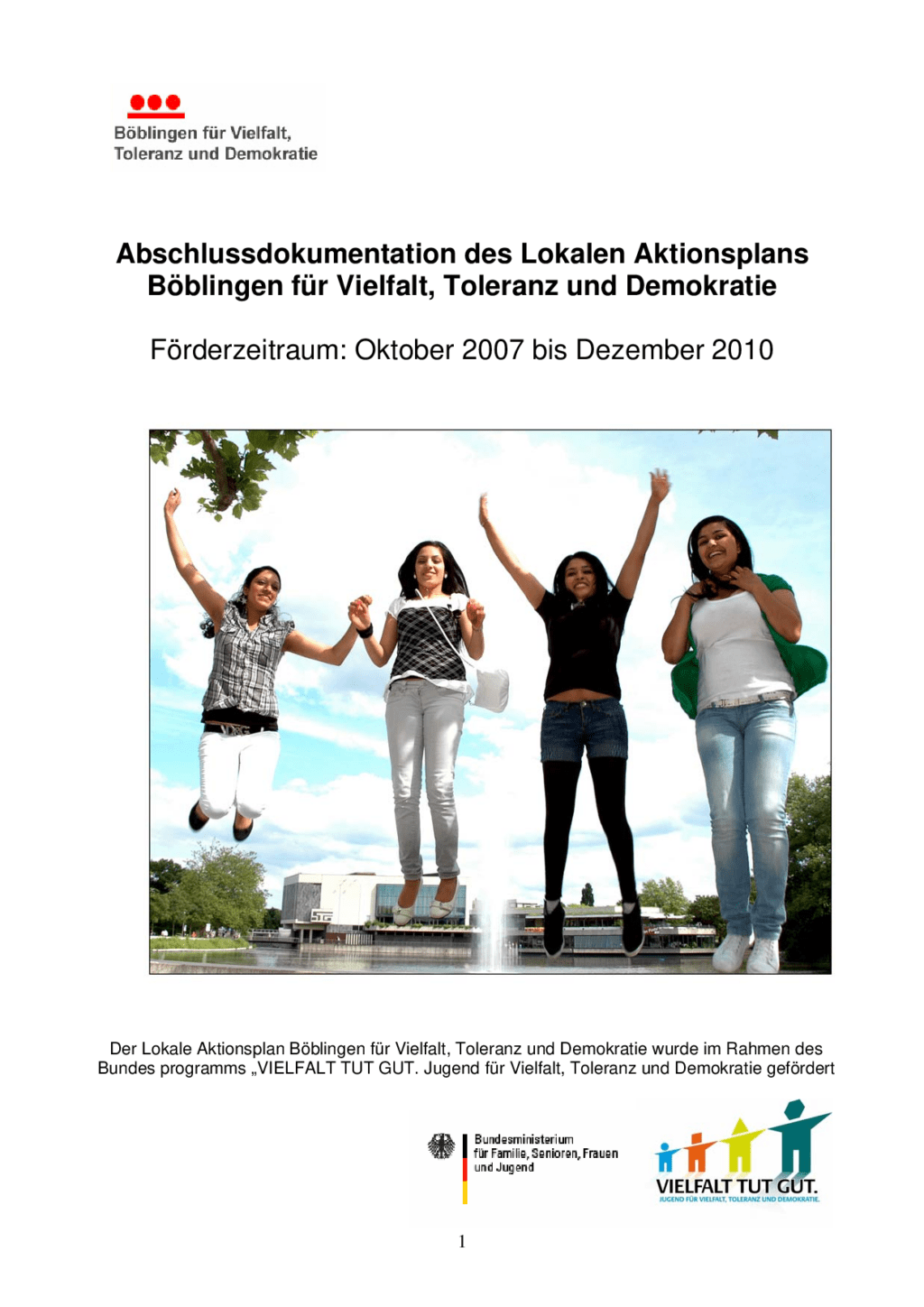 Cover von Abschlussdokumentation des Lokalen Aktionsplans Böblingen für Vielfalt, Toleranz und Demokratie. Förderzeitraum: Oktober 2007 bis Dezember 2010